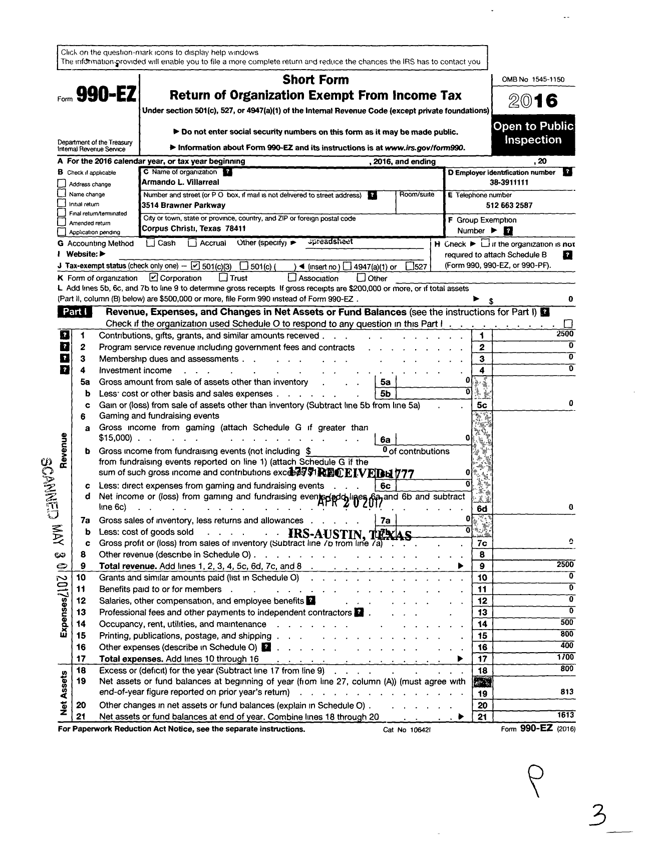 Image of first page of 2016 Form 990EZ for Dream Forward Foundation