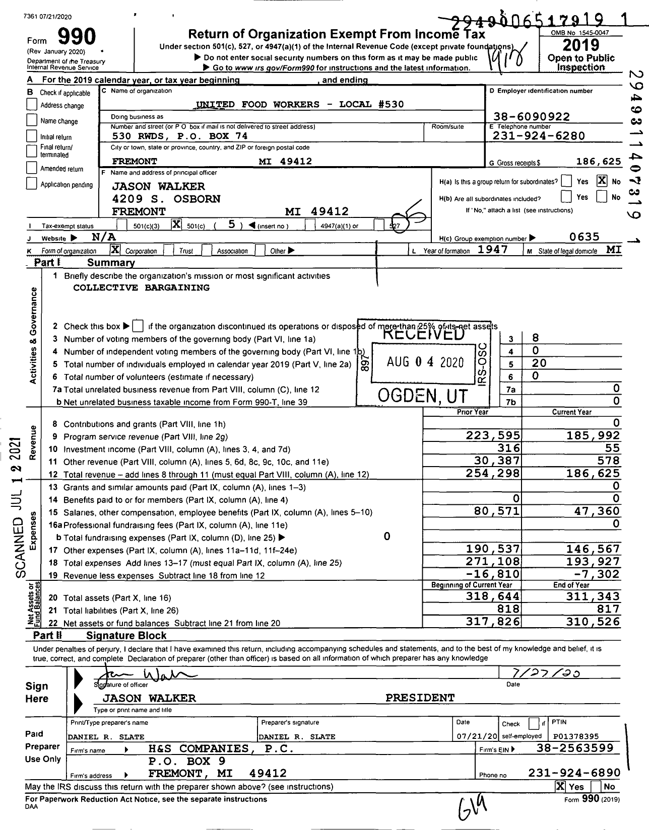 Image of first page of 2019 Form 990O for Retail Wholesale and Department Store Union - Local 530