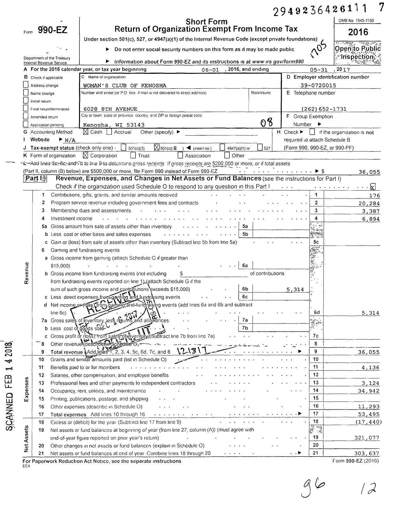 Image of first page of 2016 Form 990EO for General Federation of Womens Club