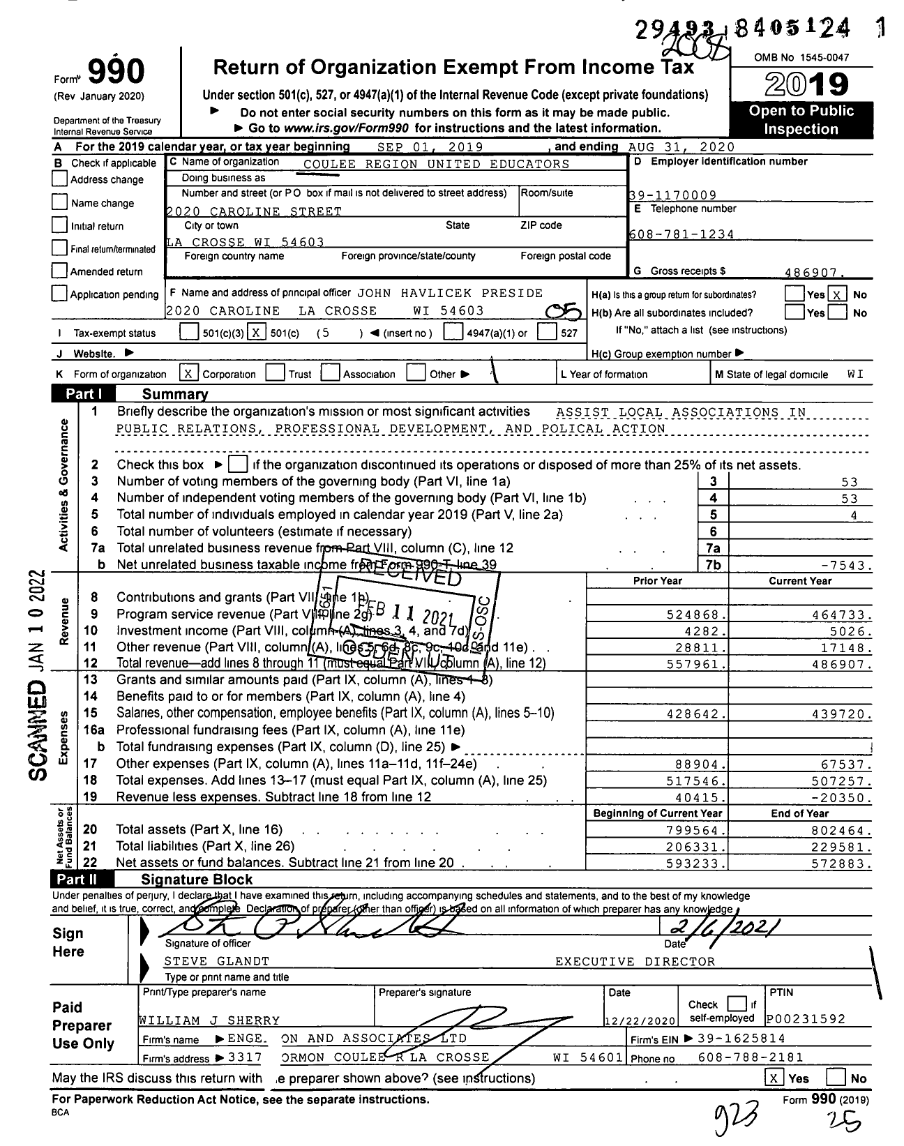Image of first page of 2019 Form 990O for Crueweac Region 4
