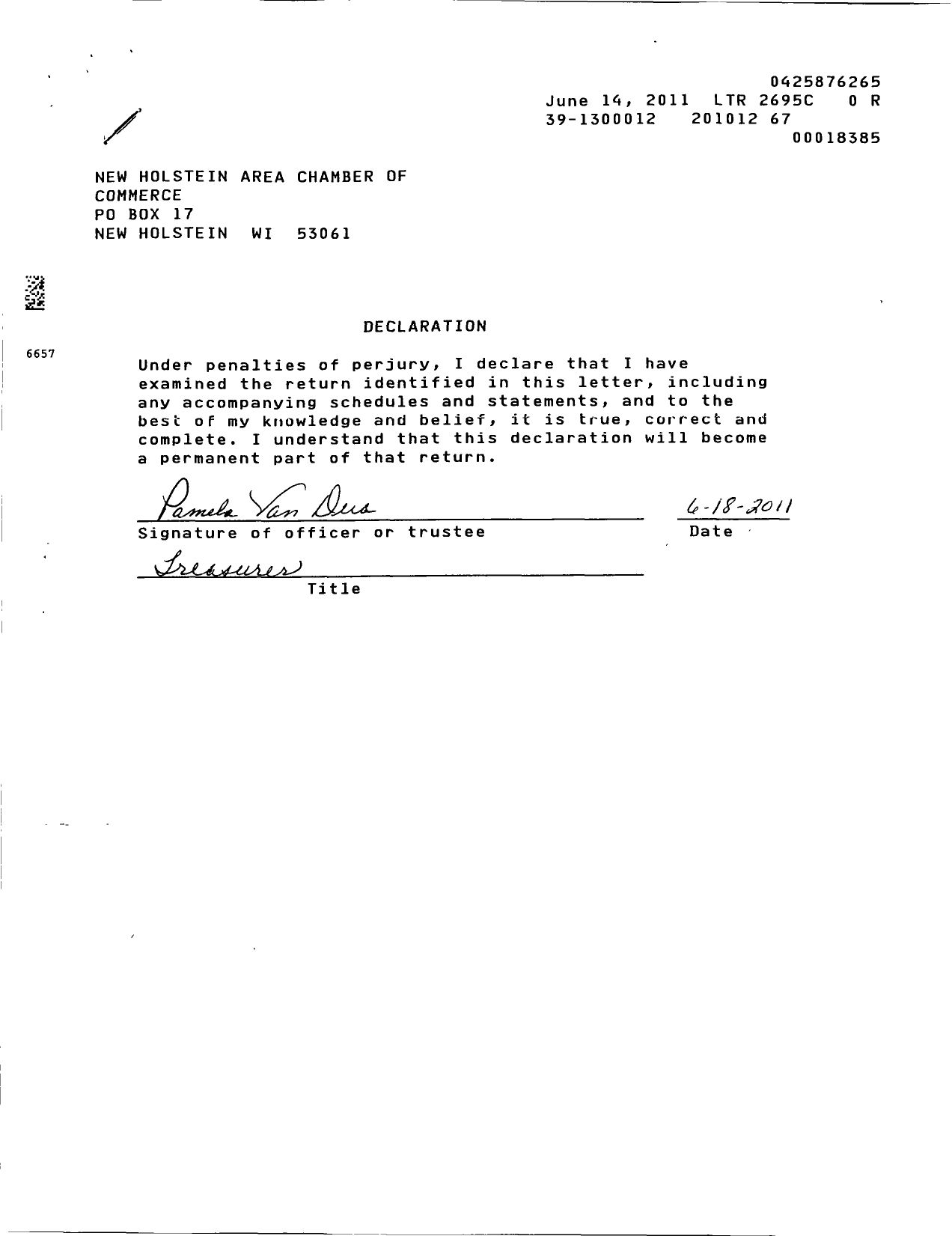 Image of first page of 2010 Form 990EOR for New Holstein Area Chamber of Commerce