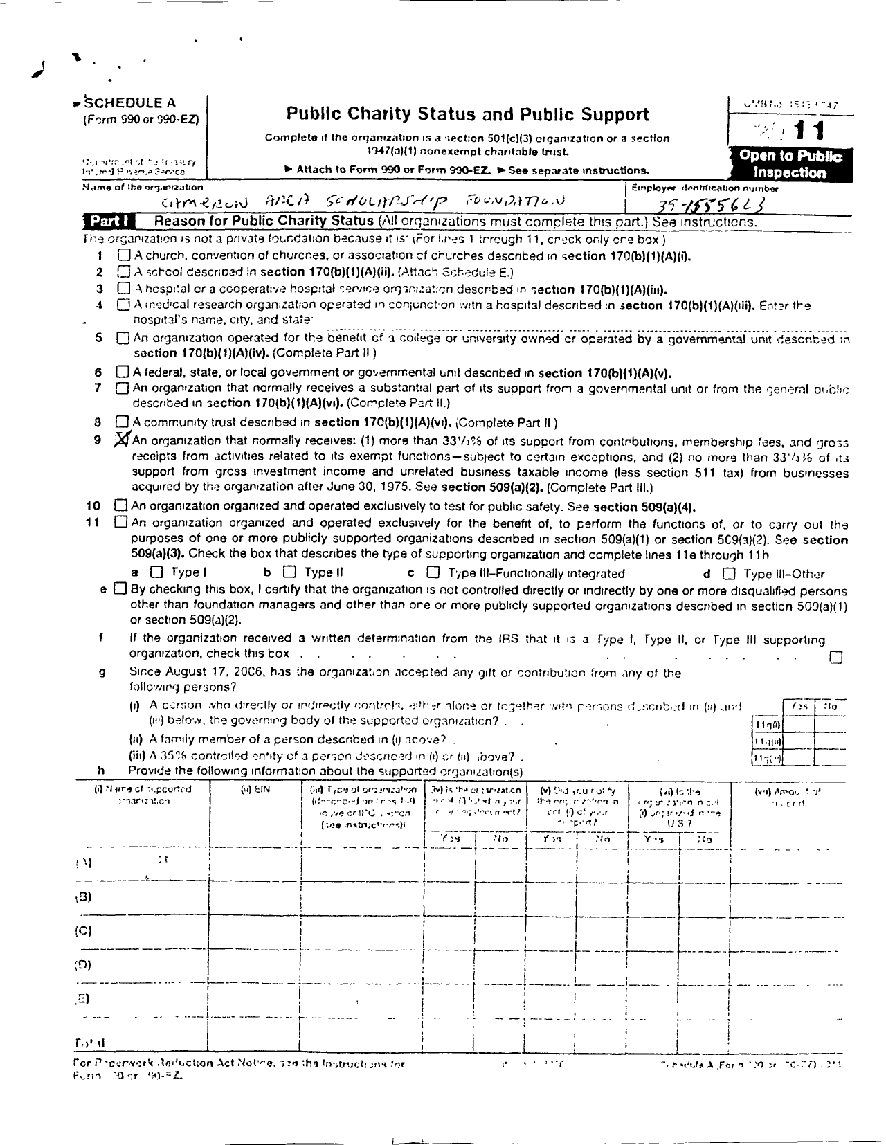 Image of first page of 2010 Form 990ER for Cameron Area Scholarship Foundation