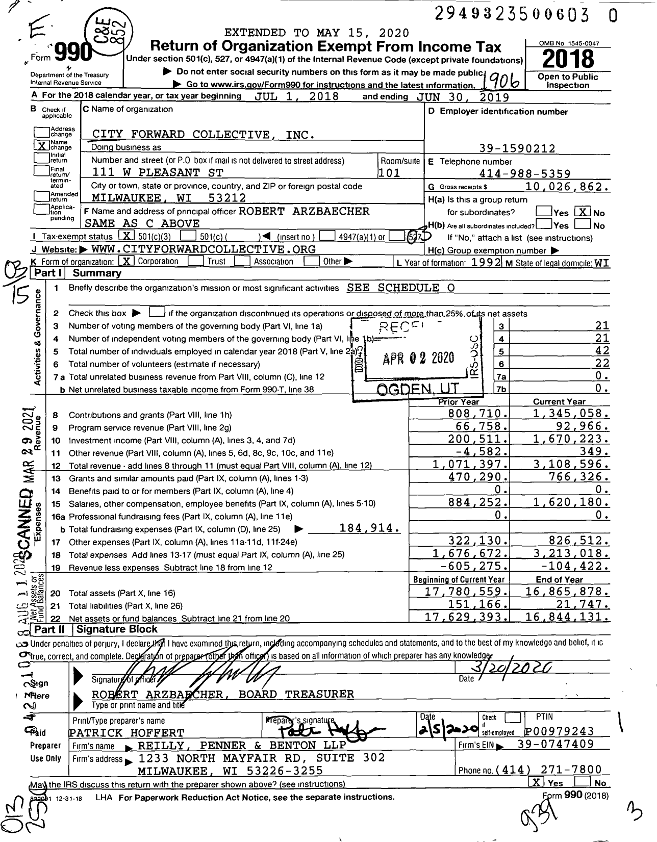 Image of first page of 2018 Form 990 for City Forward Collective