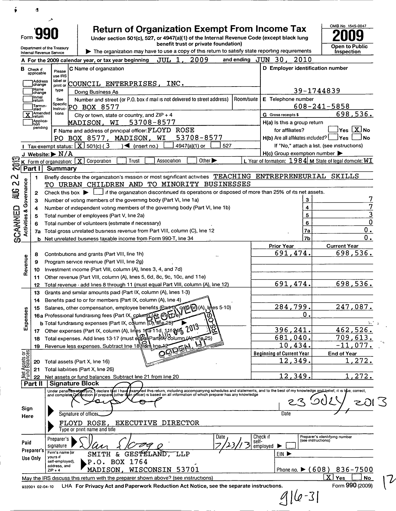 Image of first page of 2009 Form 990 for Council Enterprises