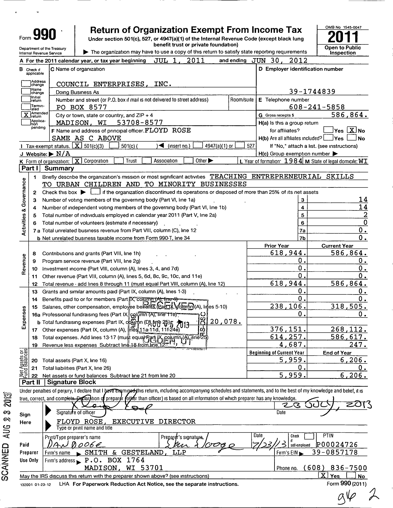 Image of first page of 2011 Form 990 for Council Enterprises