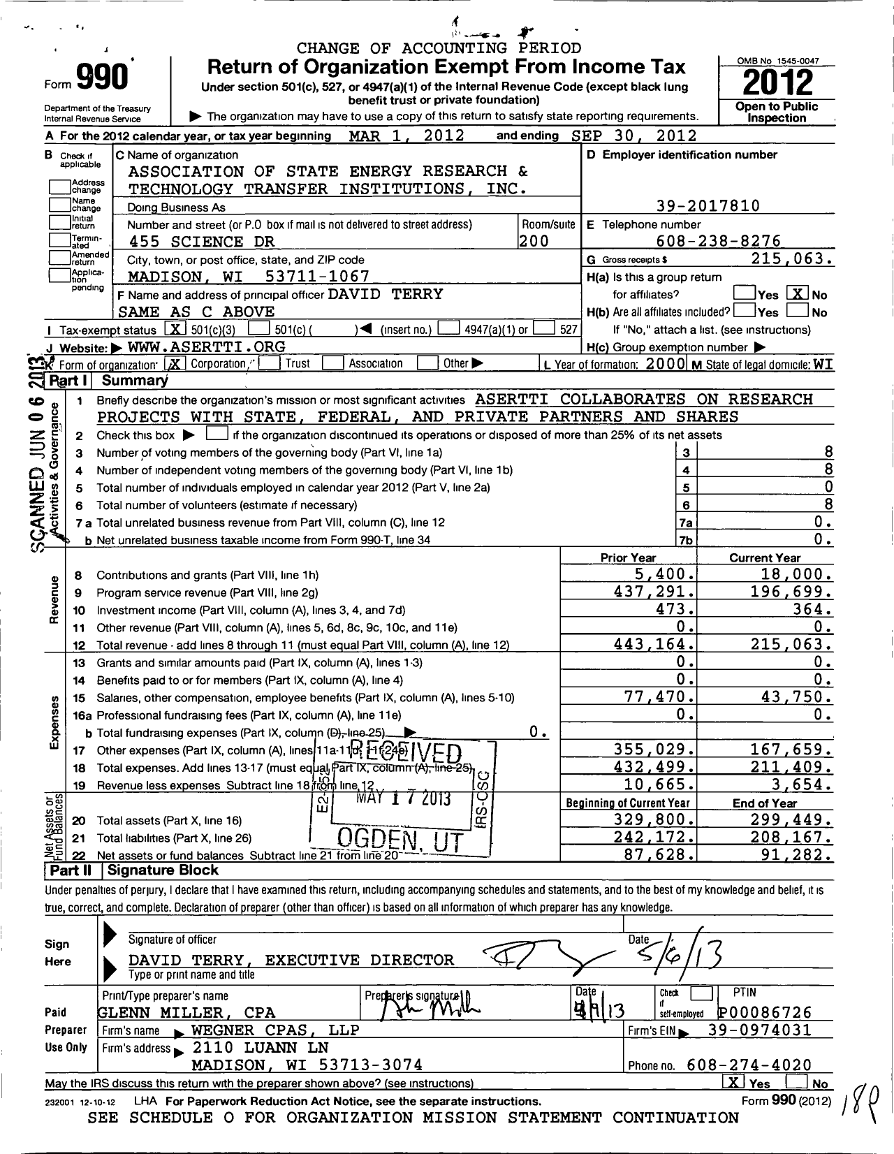 Image of first page of 2011 Form 990 for Association of State Energy Researc H and Technology Transfer