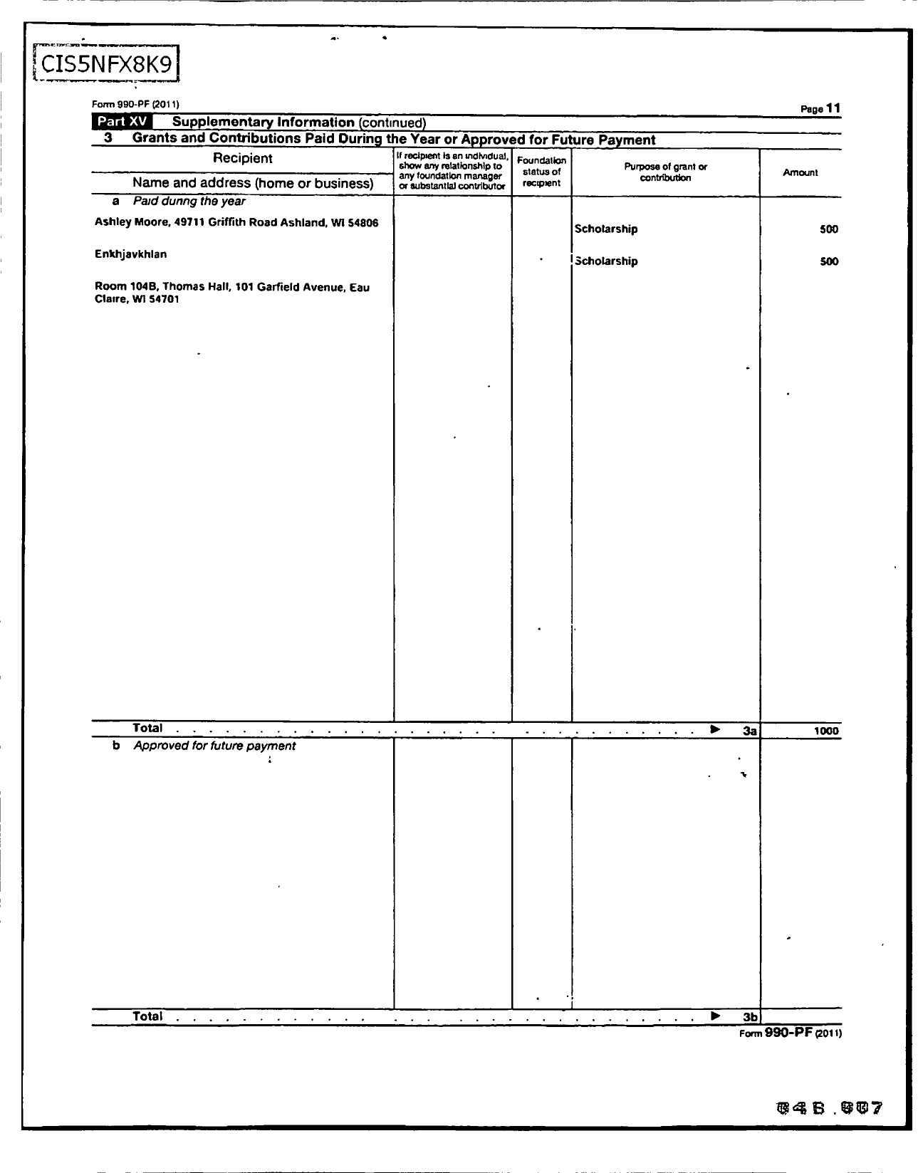 Image of first page of 2011 Form 990PR for Beta Upsilon Sigma