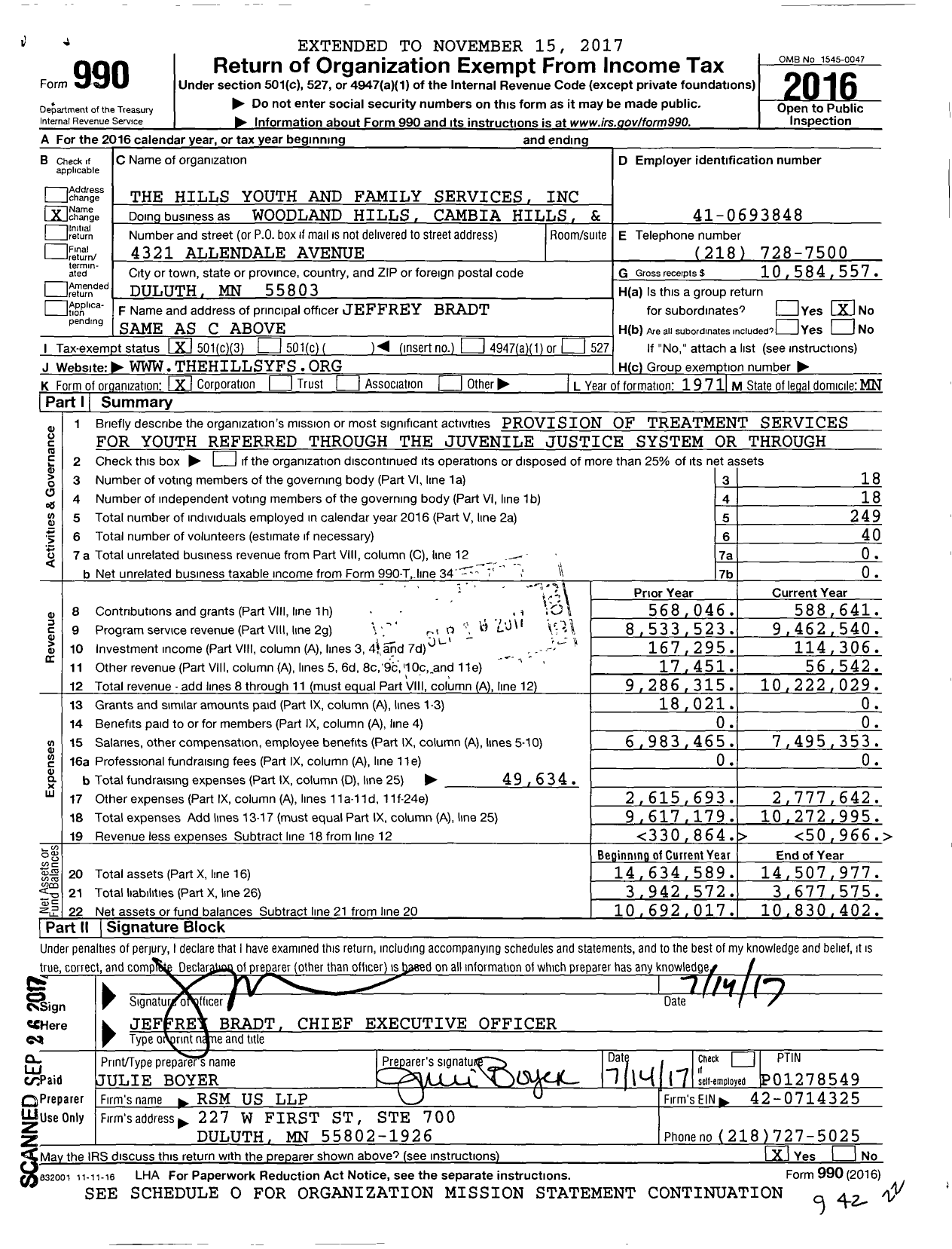 Image of first page of 2016 Form 990 for Woodland Hills