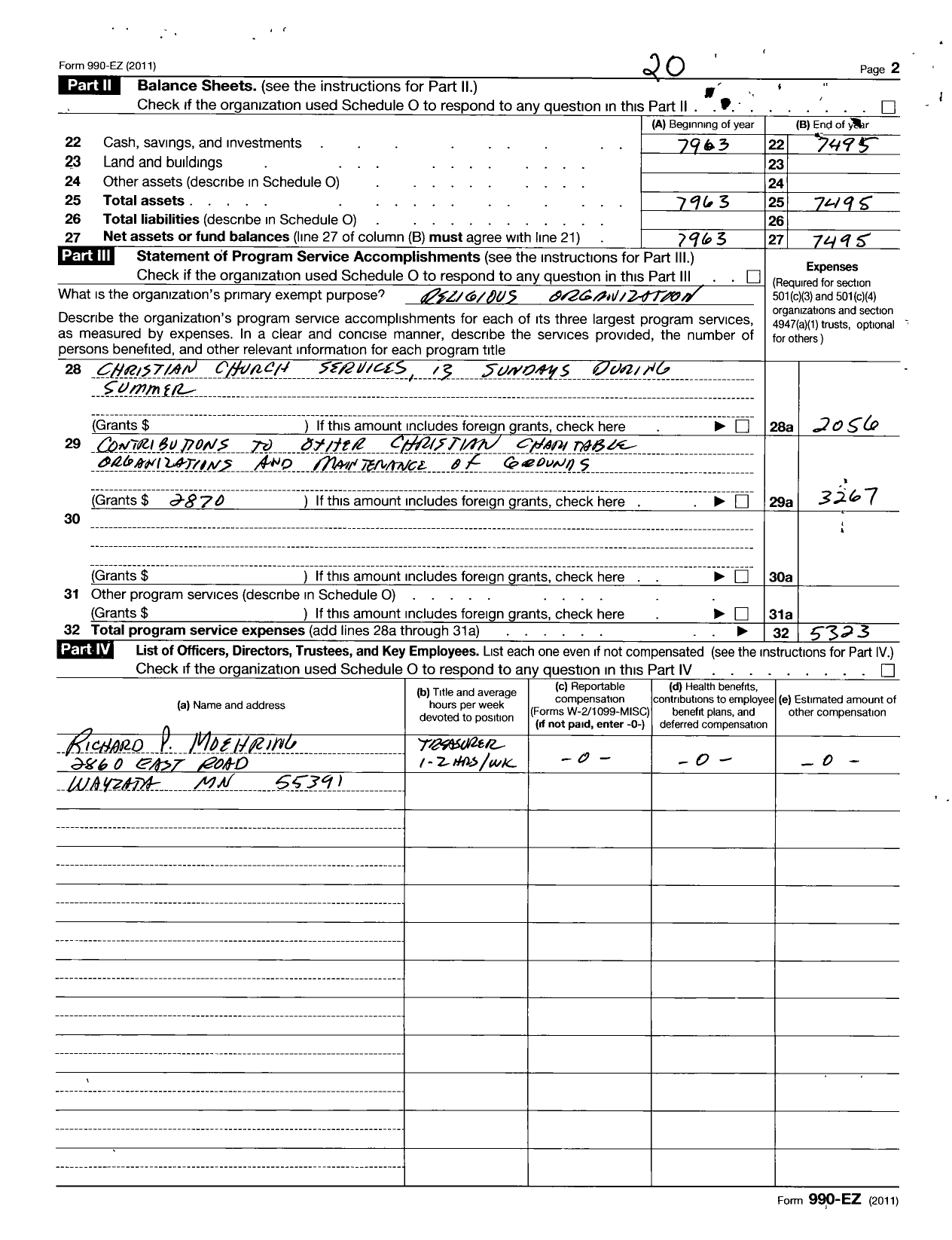 Image of first page of 2011 Form 990ER for Methodist Lakeside Assembly