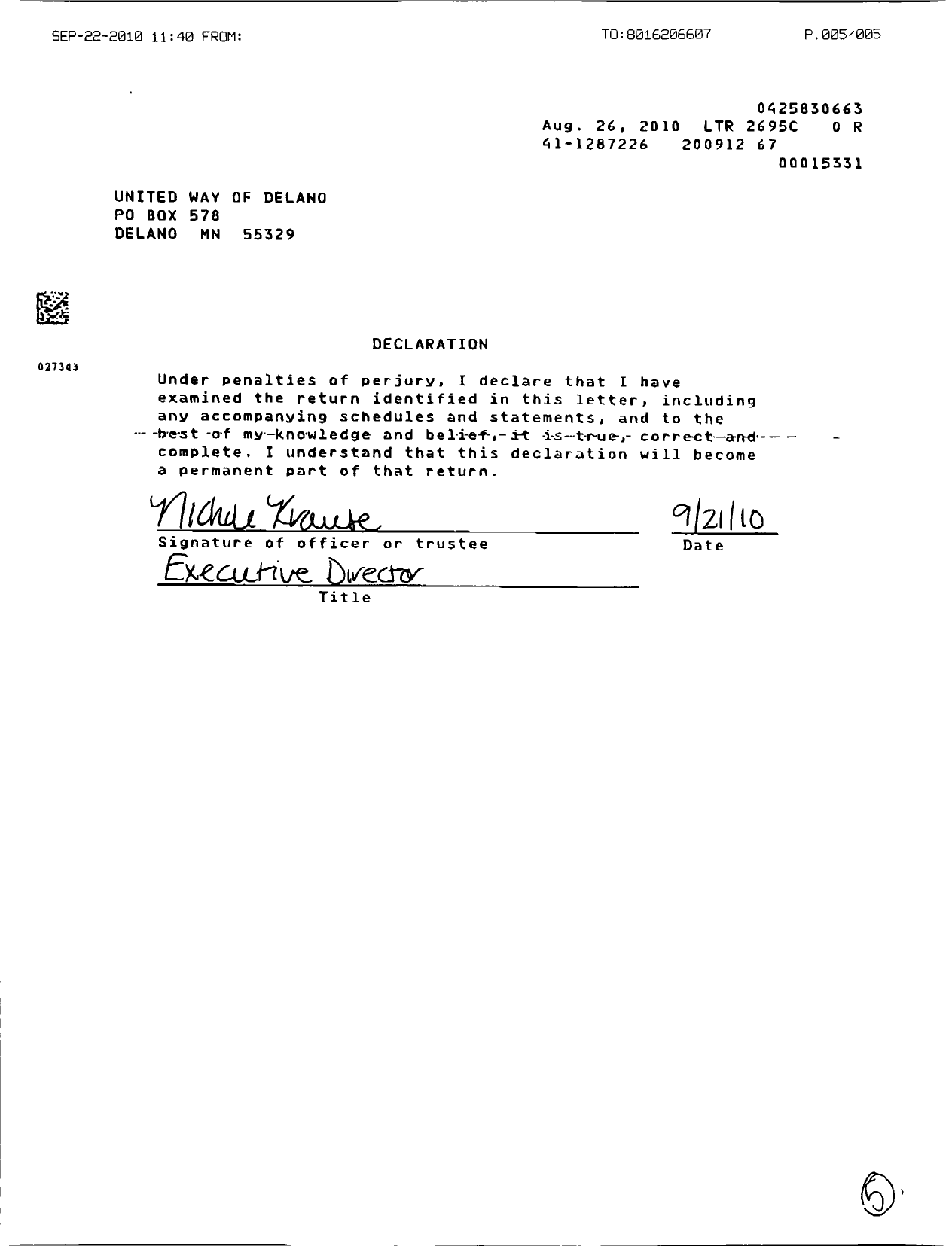 Image of first page of 2008 Form 990ER for Delano Loretto Area United Way