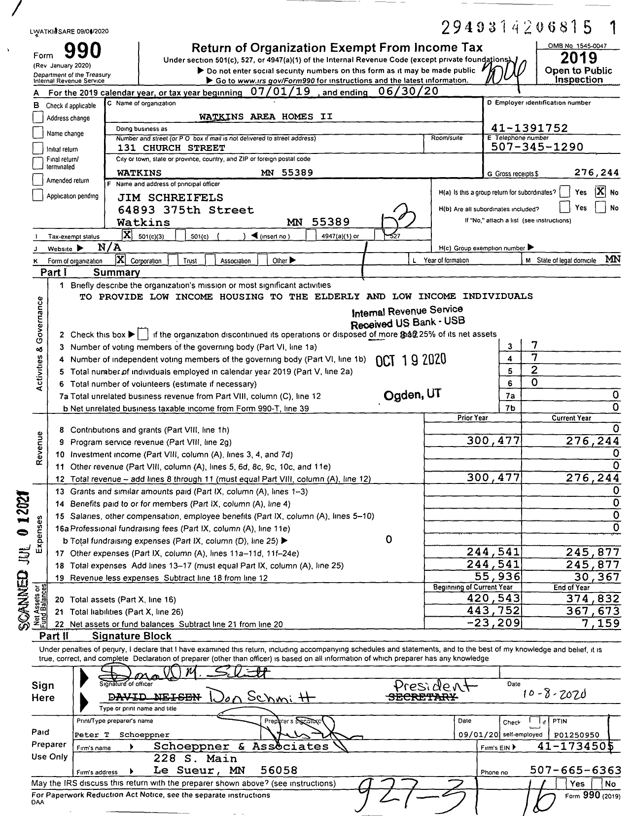 Image of first page of 2019 Form 990 for St Anthony Manor