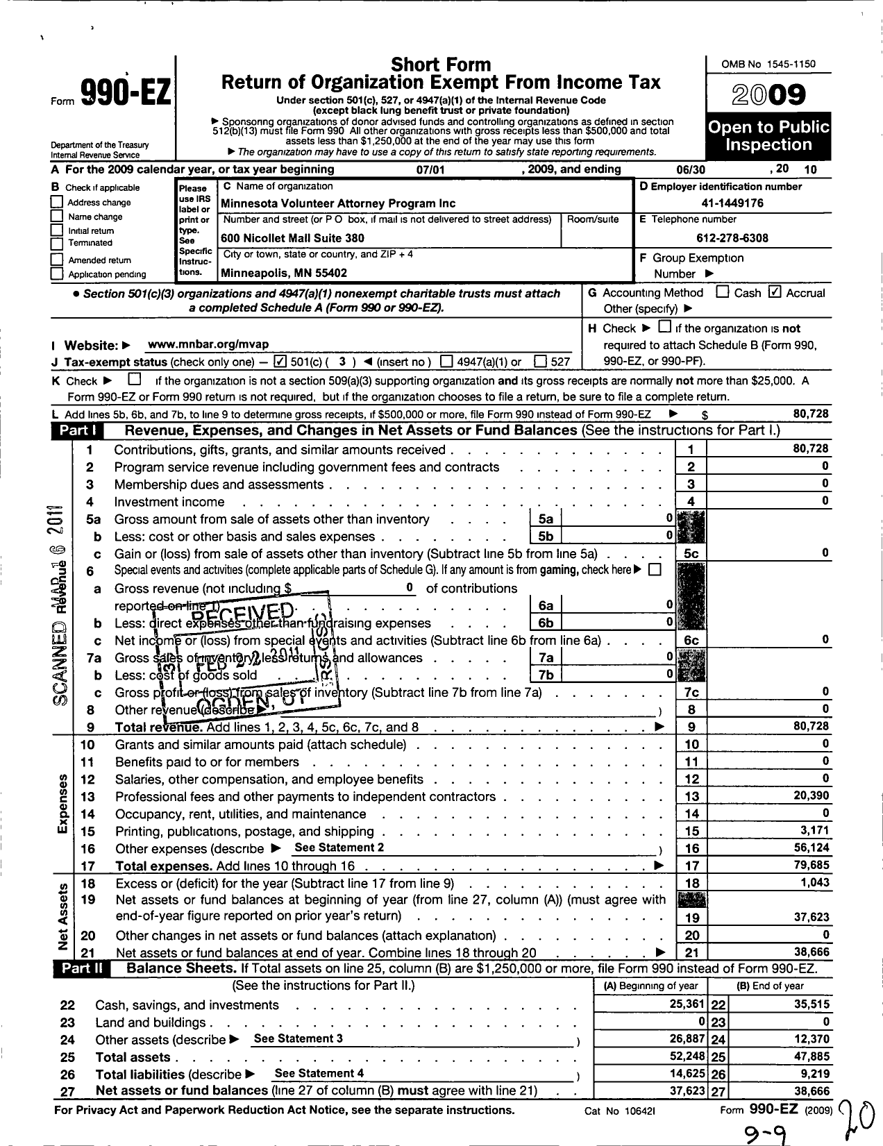 Image of first page of 2009 Form 990EZ for Amicus Society