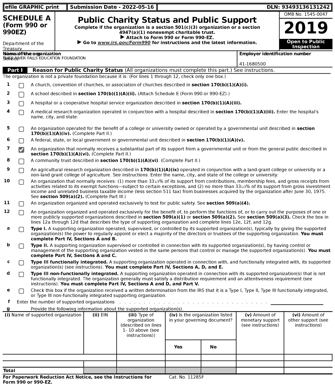 Image of first page of 2019 Form 990 for Thief River Falls Education Foundation