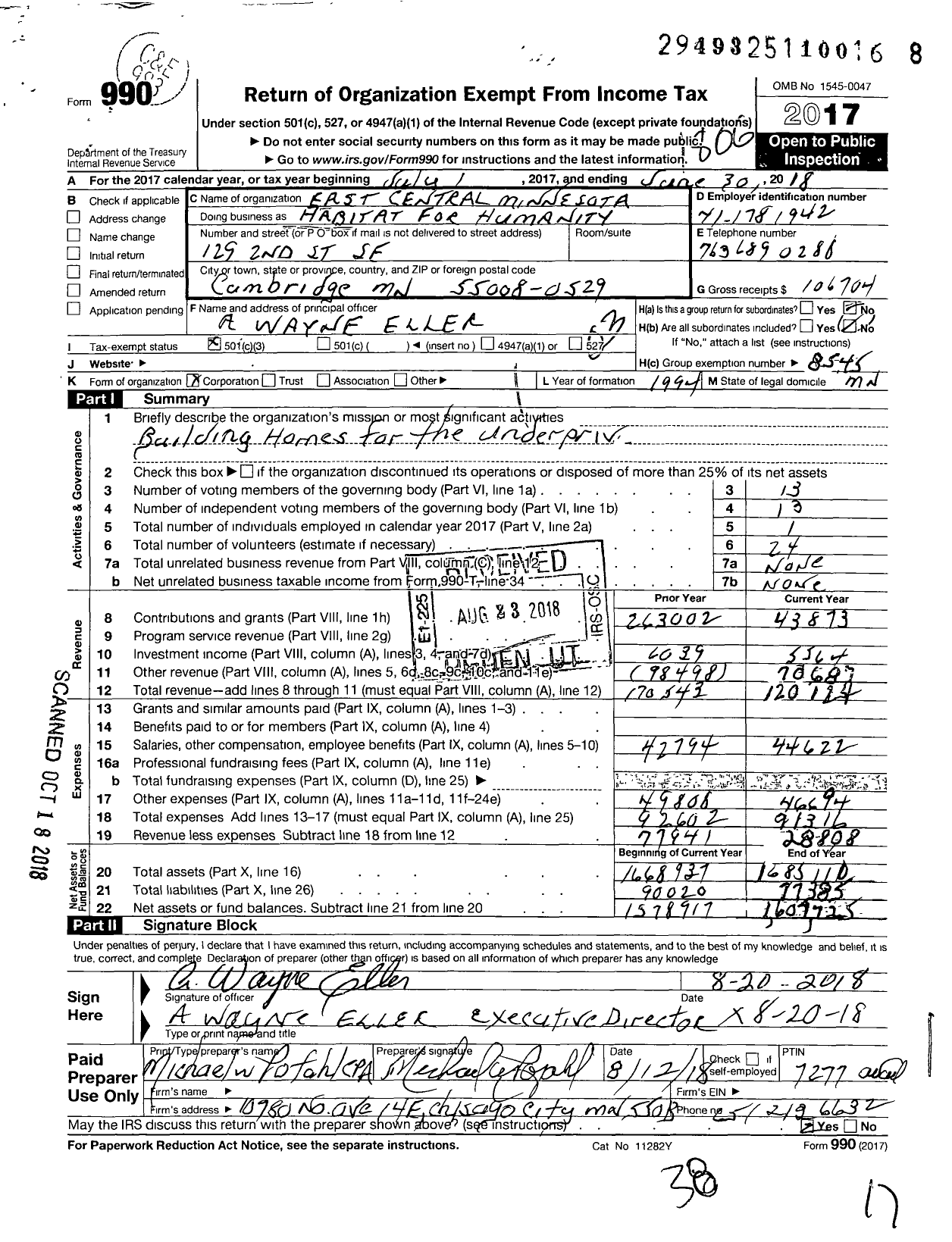 Image of first page of 2017 Form 990 for Habitat for Humanity - Habitat for Humanity International