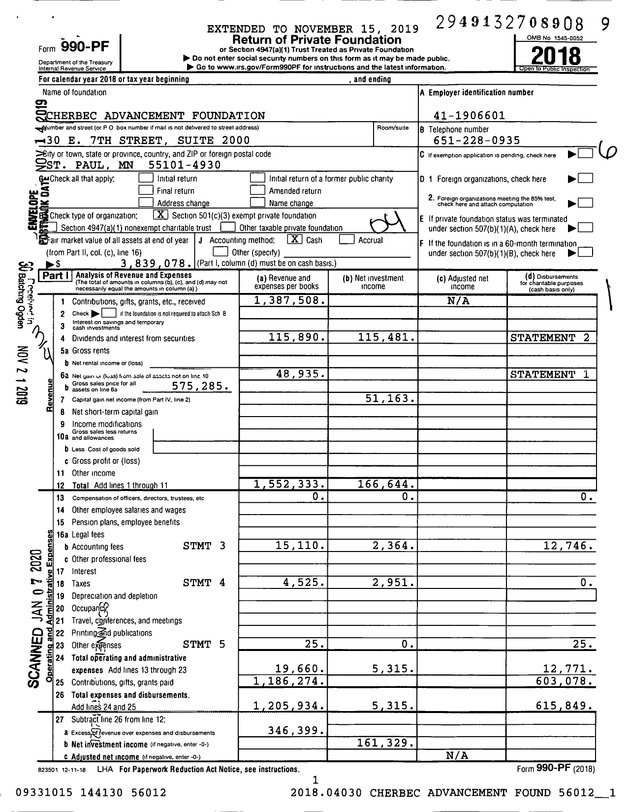 Image of first page of 2018 Form 990PF for RMW Foundation