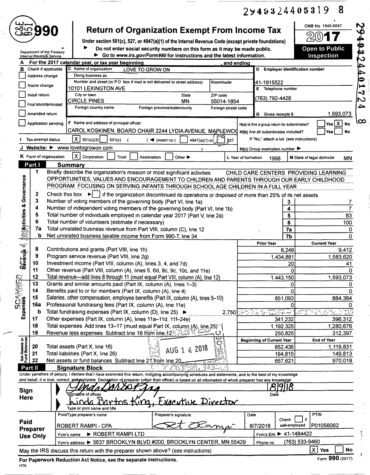 Image of first page of 2017 Form 990 for Love To Grow on