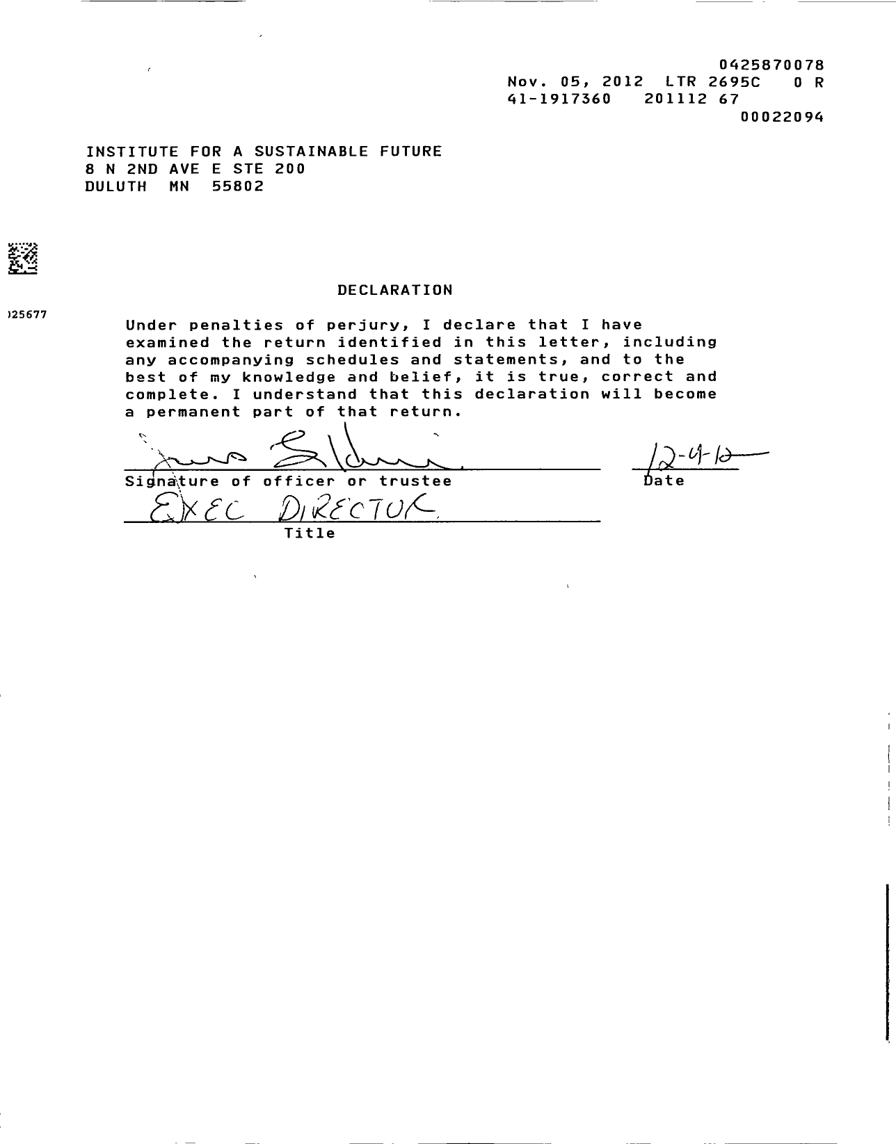 Image of first page of 2011 Form 990ER for Institute for A Sustainable Future