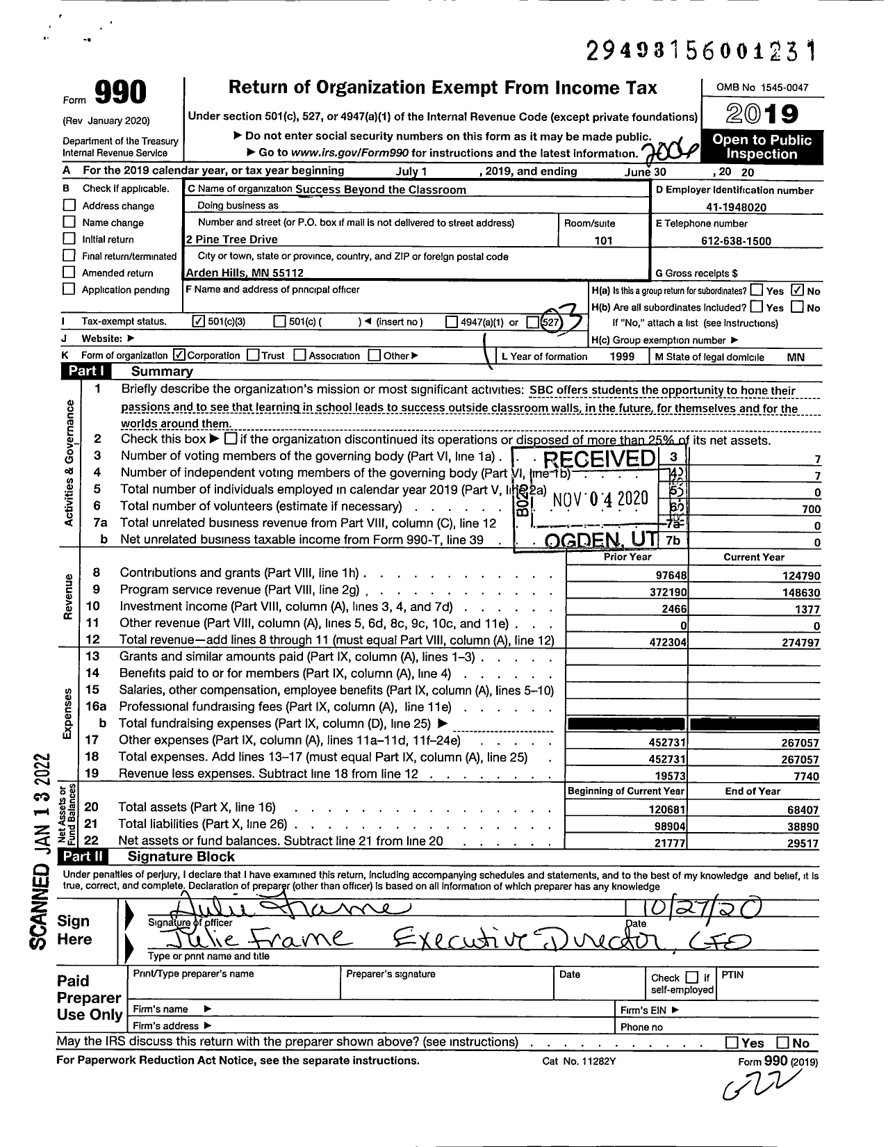 Image of first page of 2019 Form 990 for Sparkpath