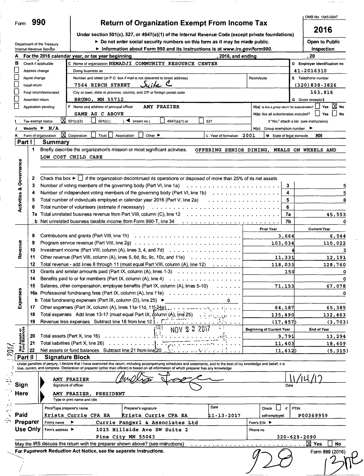 Image of first page of 2016 Form 990 for Community Connection Allies