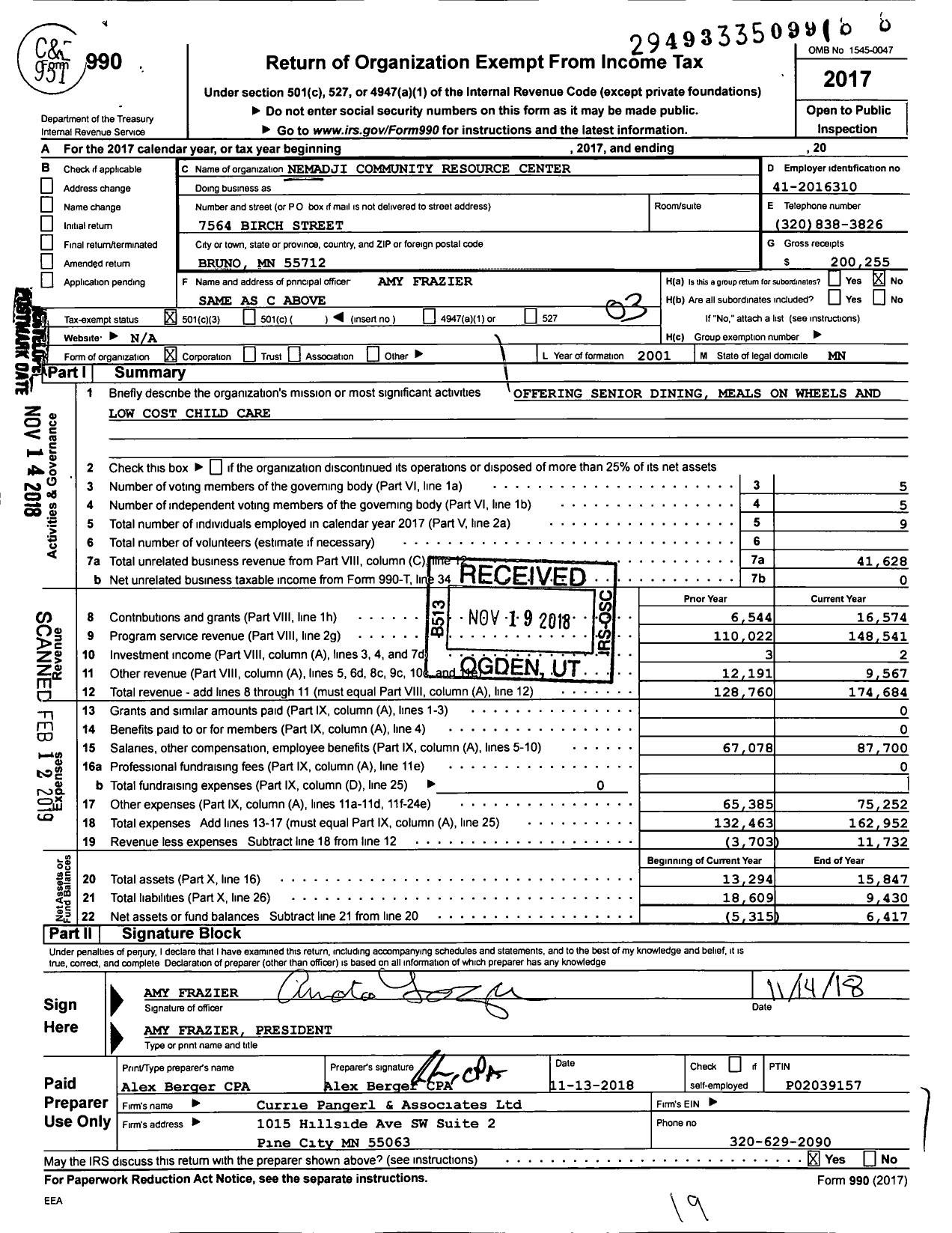 Image of first page of 2017 Form 990 for Community Connection Allies