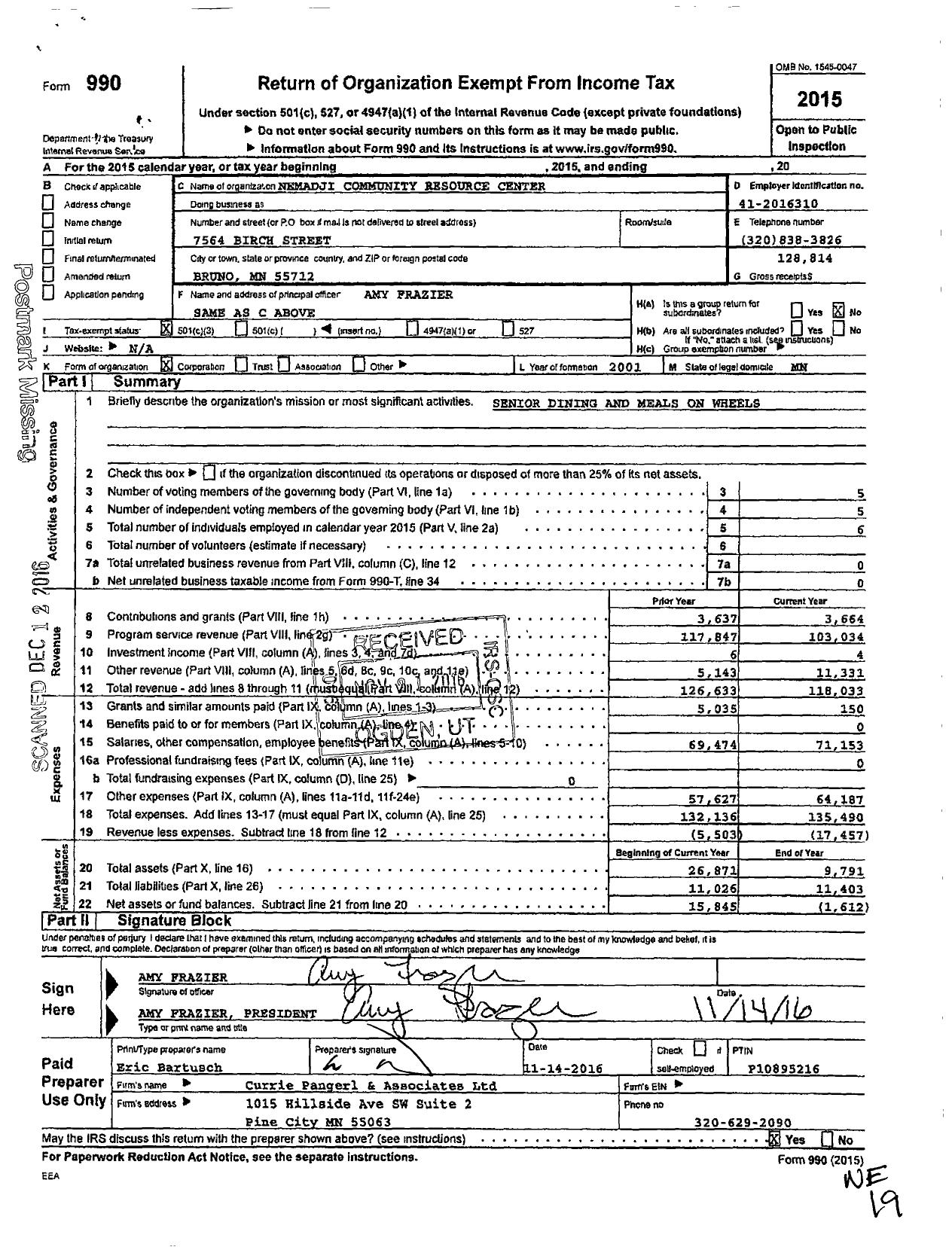 Image of first page of 2015 Form 990 for Community Connection Allies