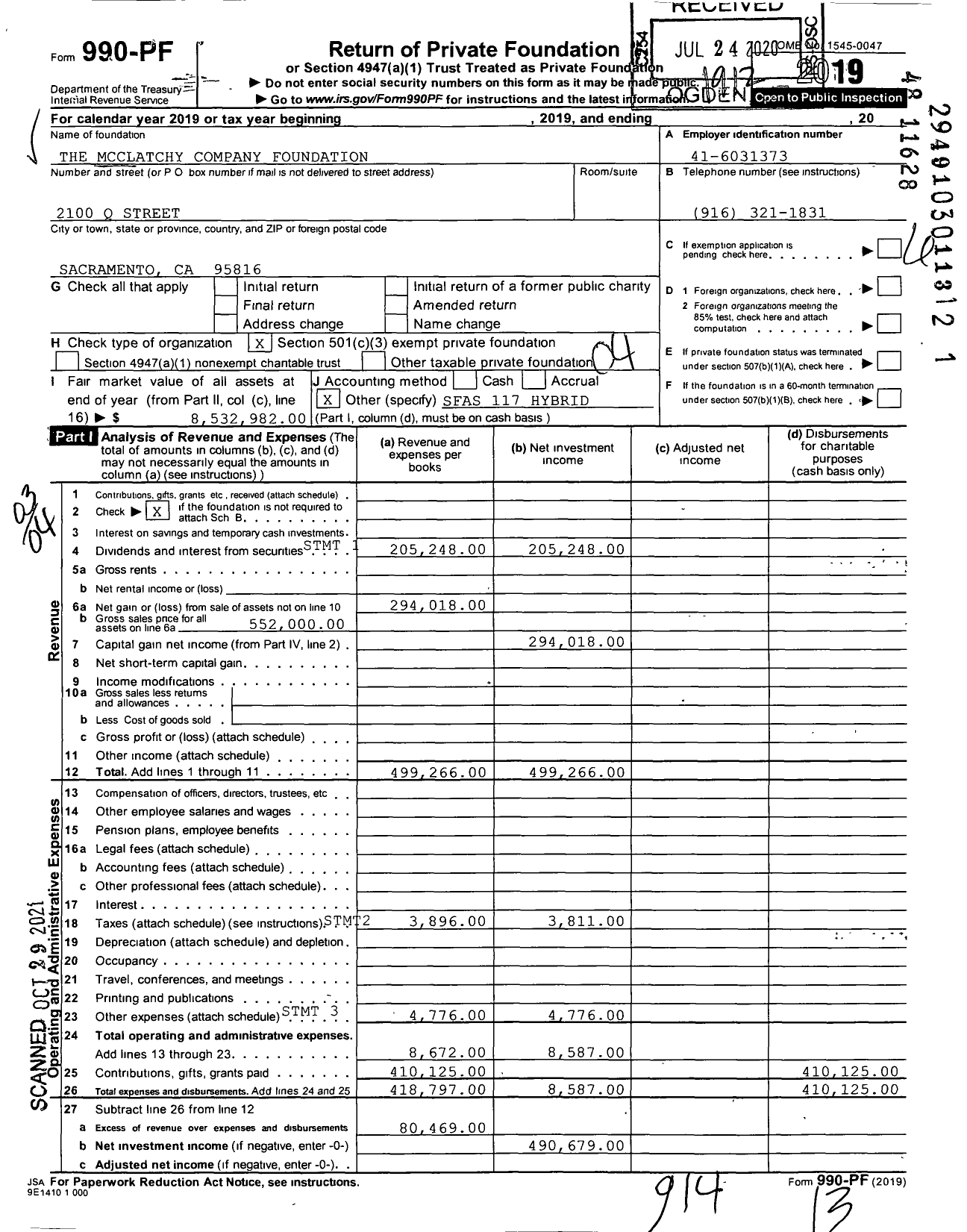 Image of first page of 2019 Form 990PF for Ward Creek Foundation