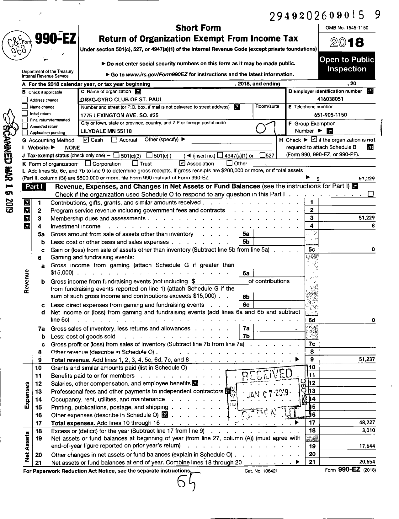 Image of first page of 2018 Form 990EO for Gyro International