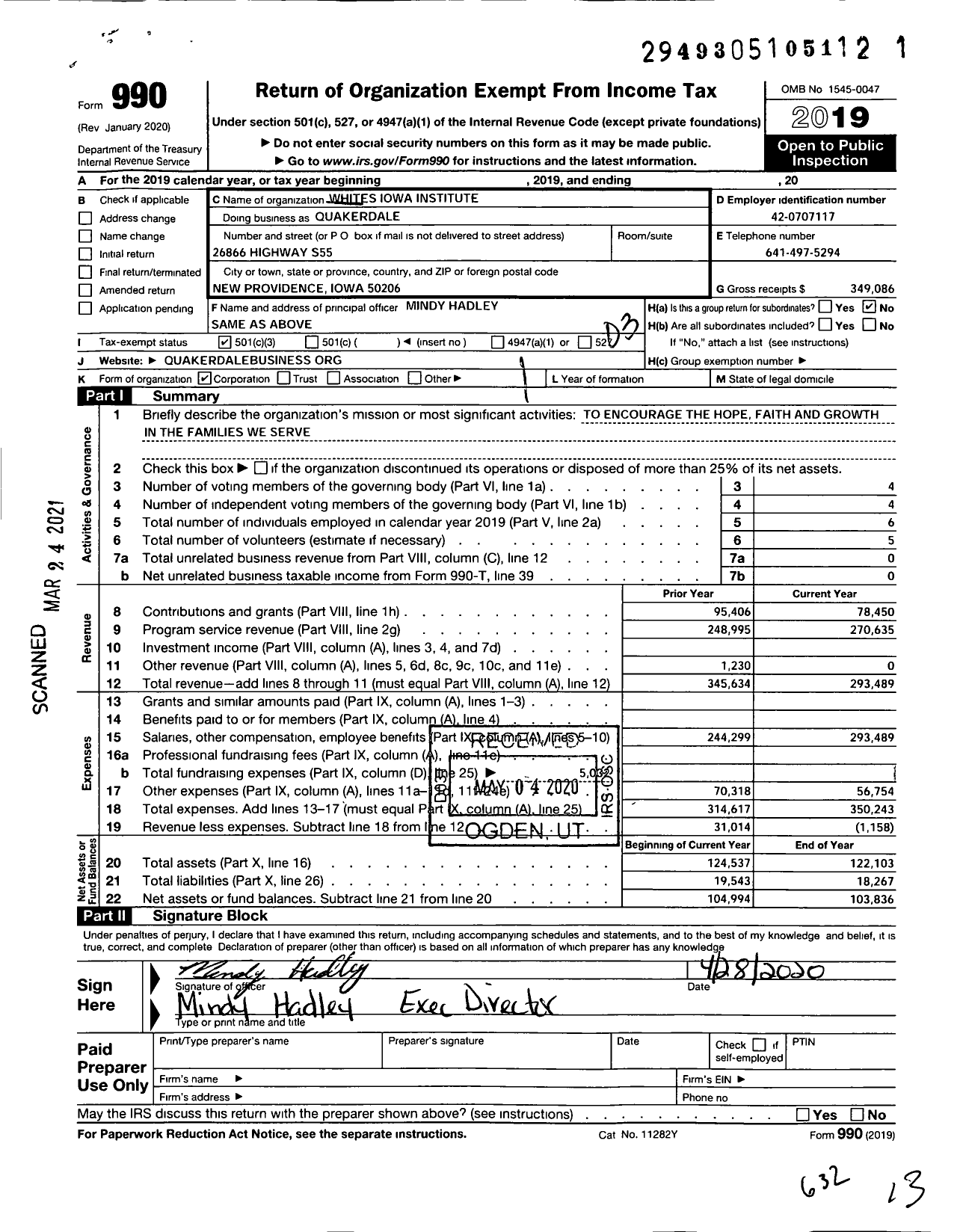 Image of first page of 2019 Form 990 for Quakerdale