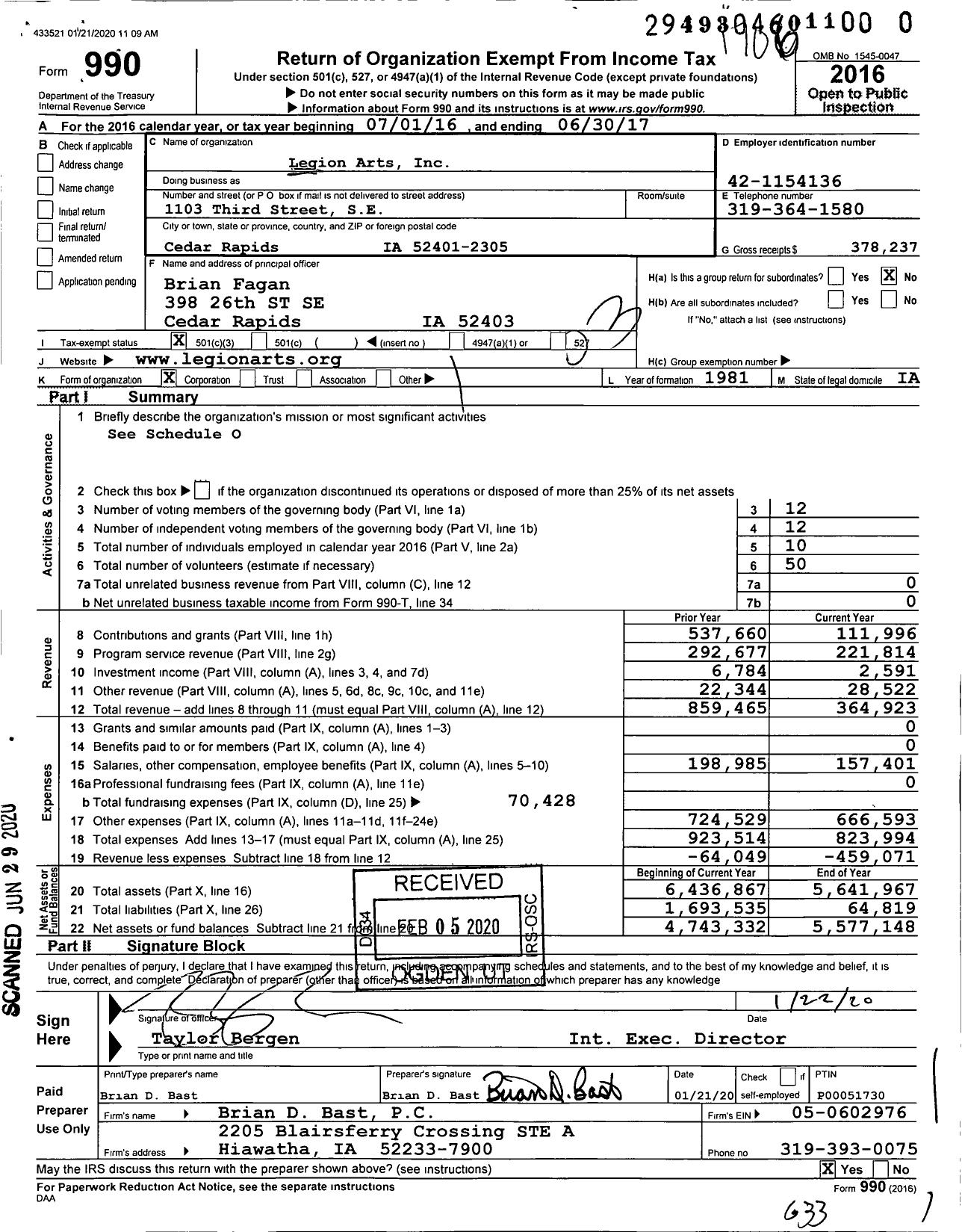 Image of first page of 2016 Form 990 for CSPS