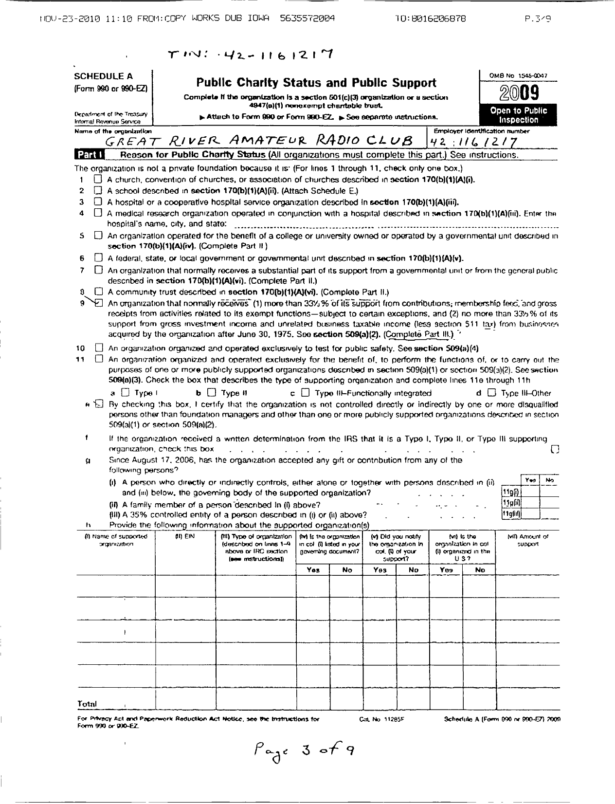 Image of first page of 2010 Form 990ER for Great River Amateur Radio Club