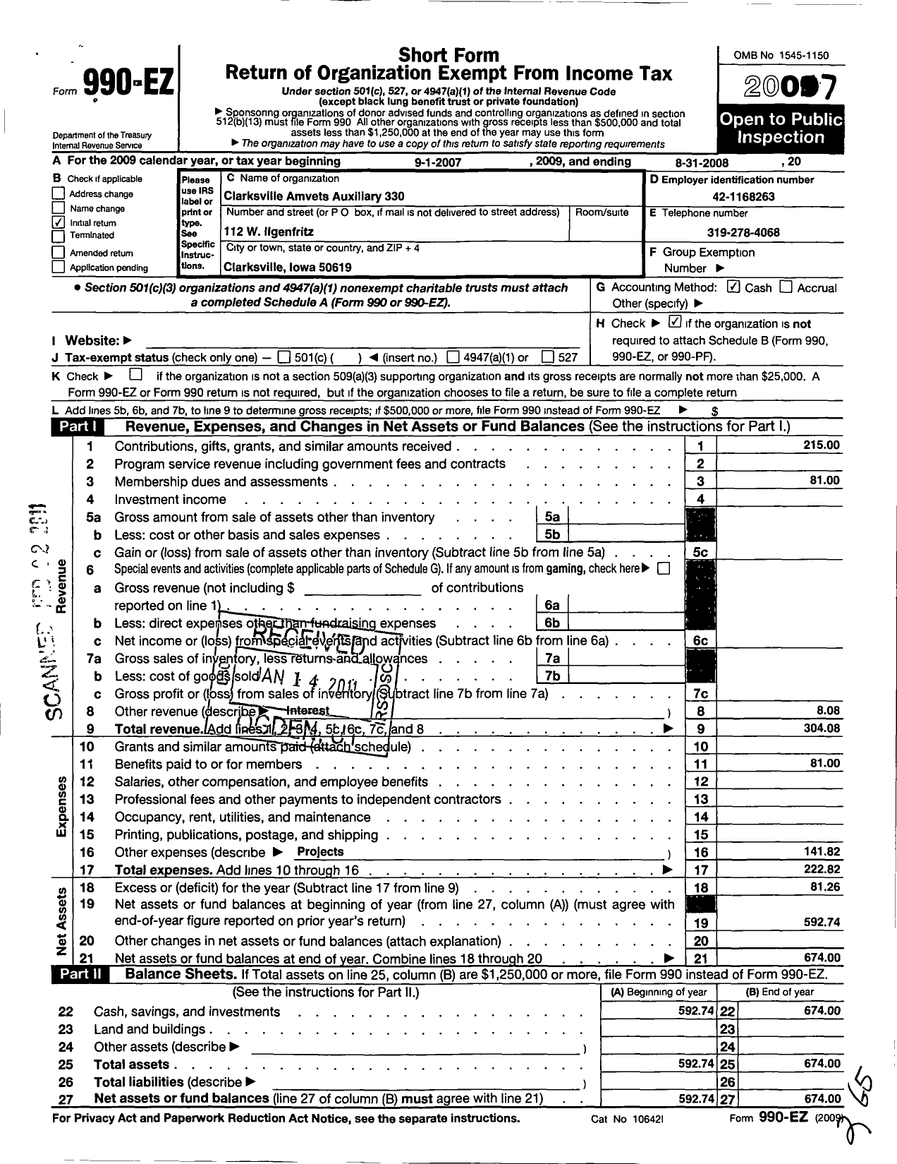 Image of first page of 2007 Form 990EO for Amvets - 30