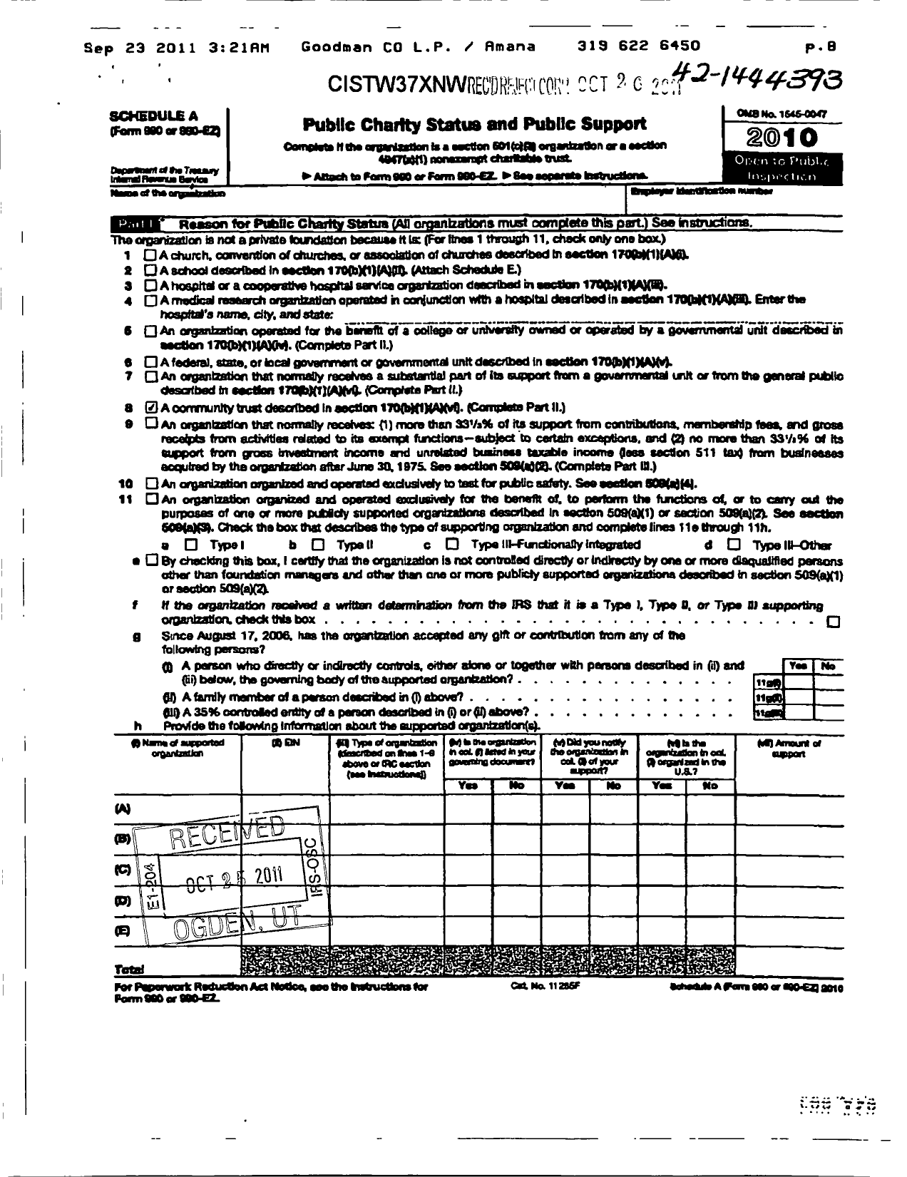 Image of first page of 2010 Form 990ER for Amana Colonies Trails