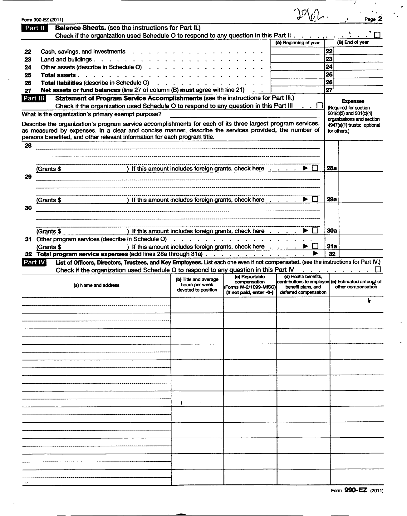 Image of first page of 2011 Form 990ER for State Association for the Preservation of Iowa Cemeteries