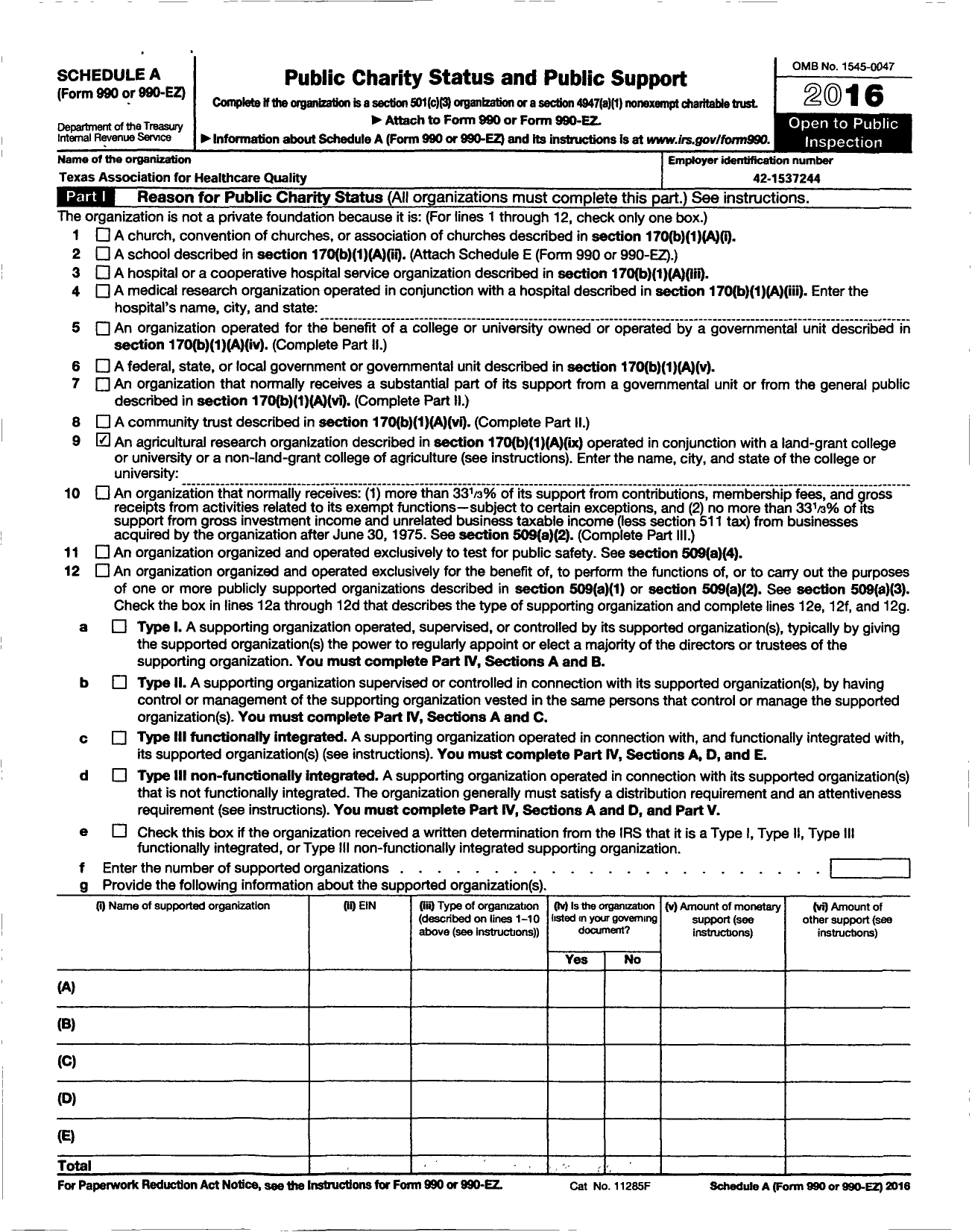 Image of first page of 2016 Form 990ER for Texas Association for Healthcare Quality