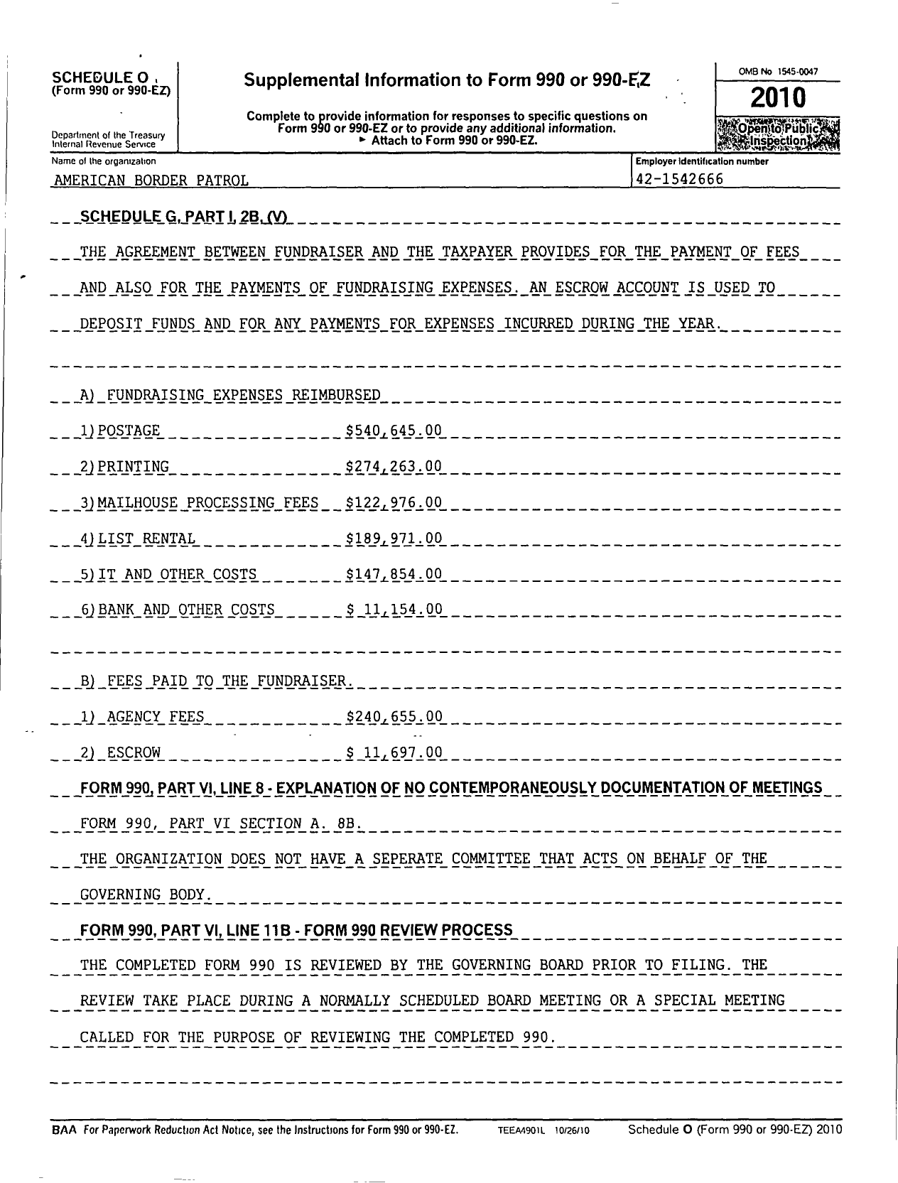 Image of first page of 2010 Form 990R for American Border Patrol (ABP)