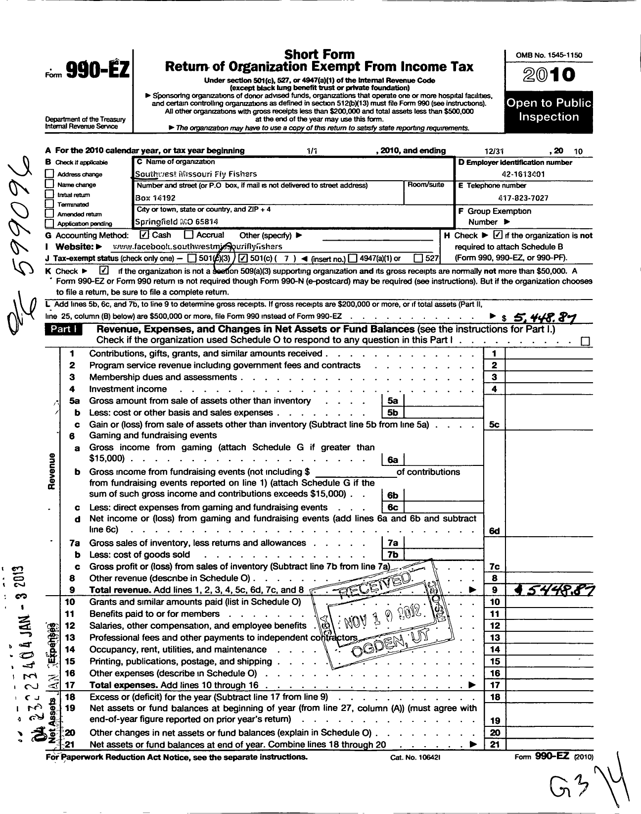 Image of first page of 2010 Form 990EO for Fly Fishers International