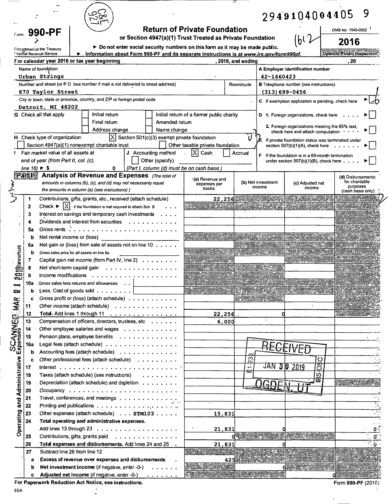 Image of first page of 2016 Form 990PF for Total Family Services