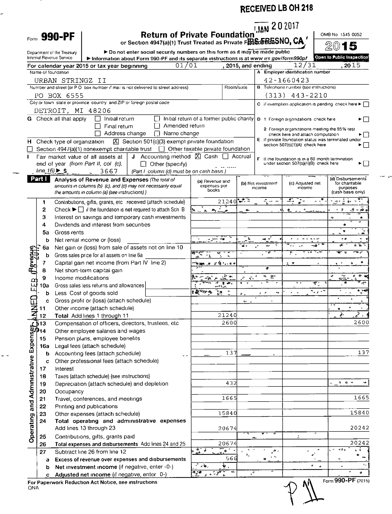 Image of first page of 2015 Form 990PF for Total Family Services