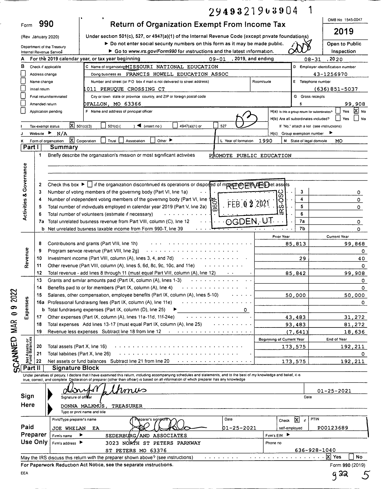 Image of first page of 2019 Form 990 for Francis Howell Education Association