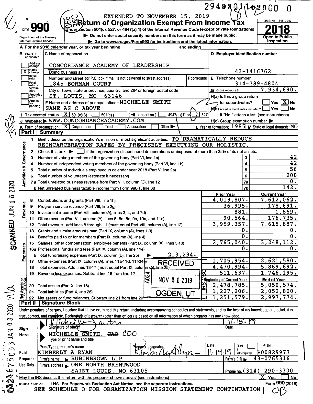 Image of first page of 2018 Form 990 for Concordance
