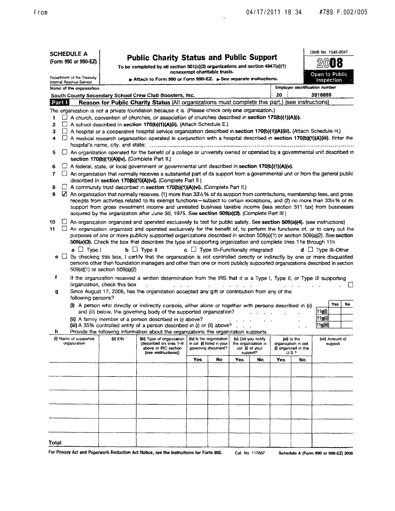 Image of first page of 2009 Form 990ER for Parkway School District Parent Teachers Organization Council / Parkway Central Middle Pto