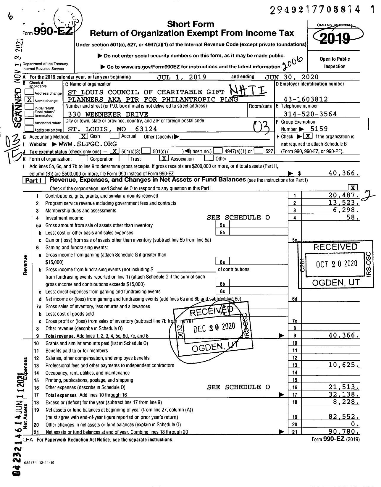 Image of first page of 2019 Form 990EZ for PTR for Philantropic PLNG