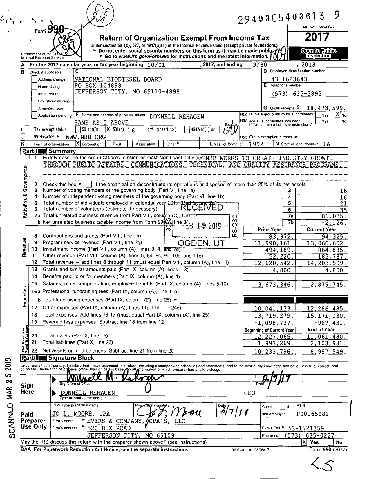 Image of first page of 2017 Form 990O for Clean Fuels Alliance America (NBB)