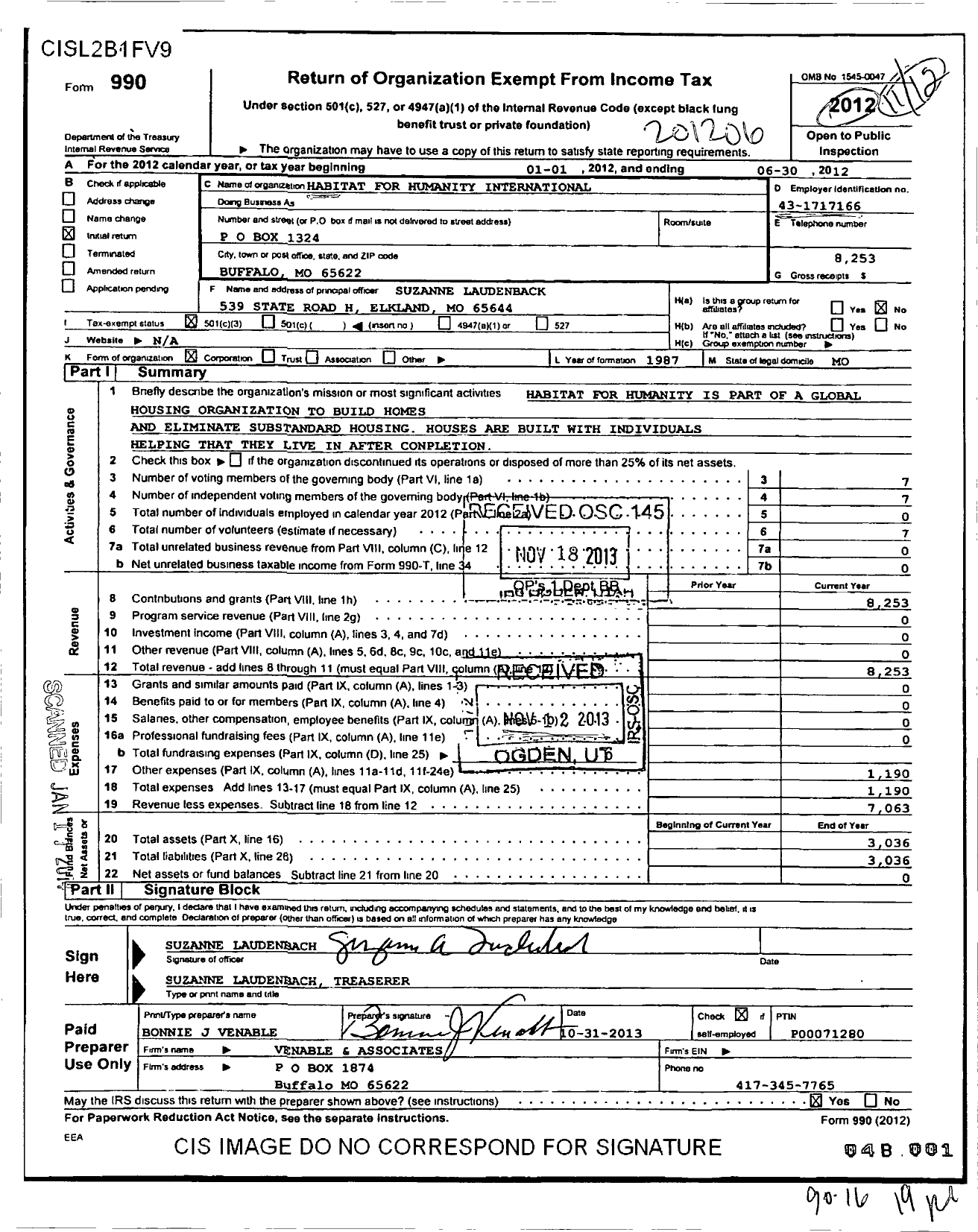 Image of first page of 2011 Form 990 for Habitat for Humanity - HFH Dallas County