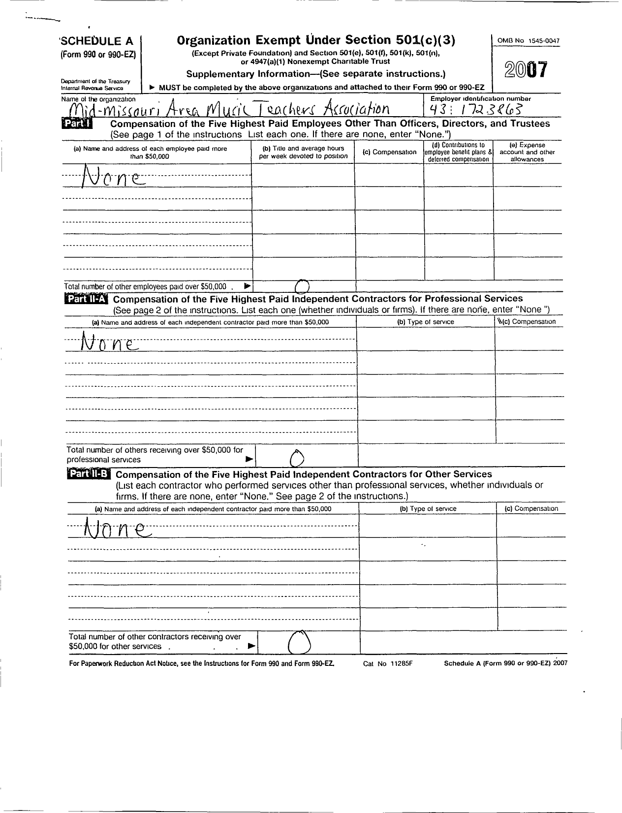 Image of first page of 2007 Form 990ER for Music Teachers National Association / Mid Missouri Area Mta