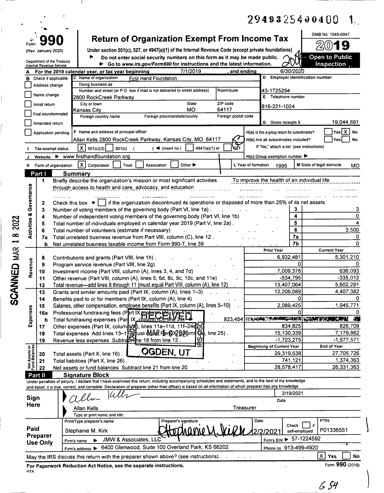 Image of first page of 2019 Form 990 for Oracle Health Foundation