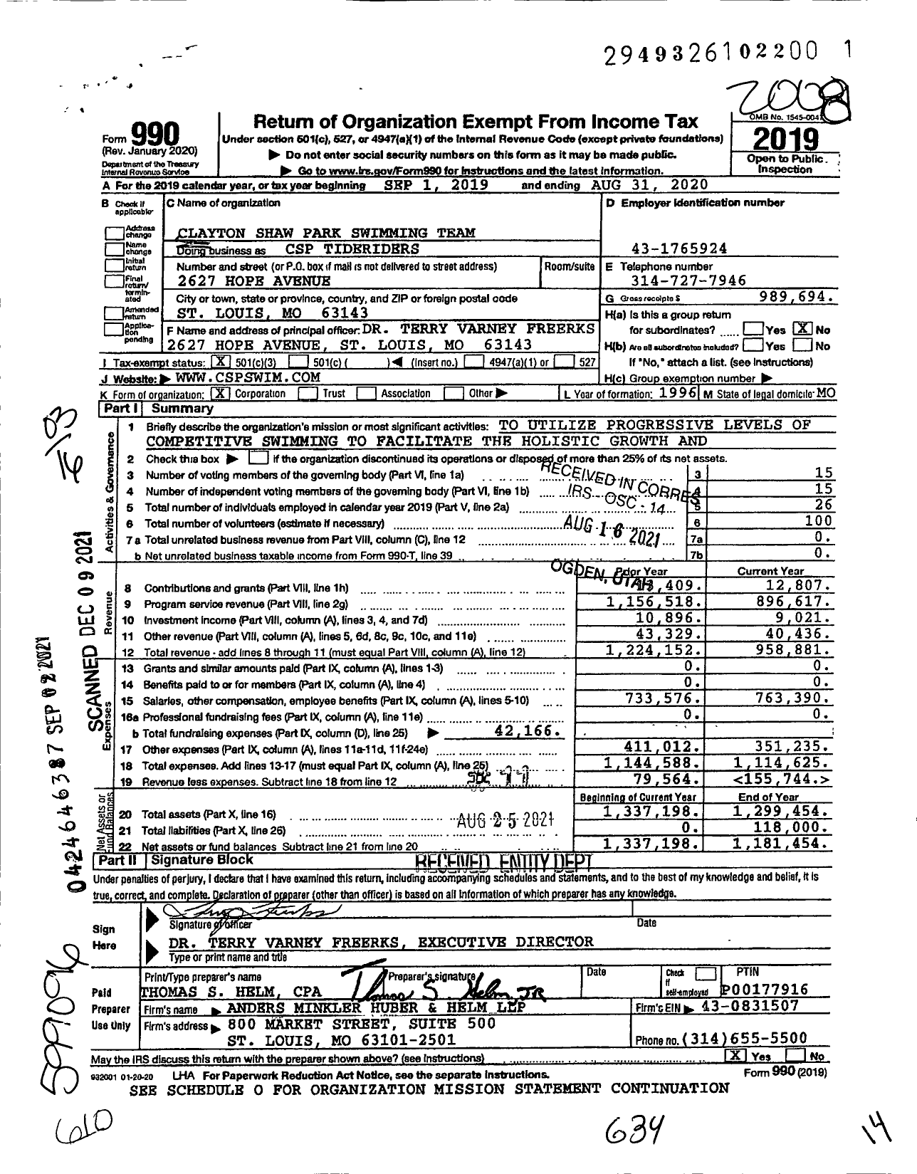 Image of first page of 2019 Form 990 for CSP Tideriders