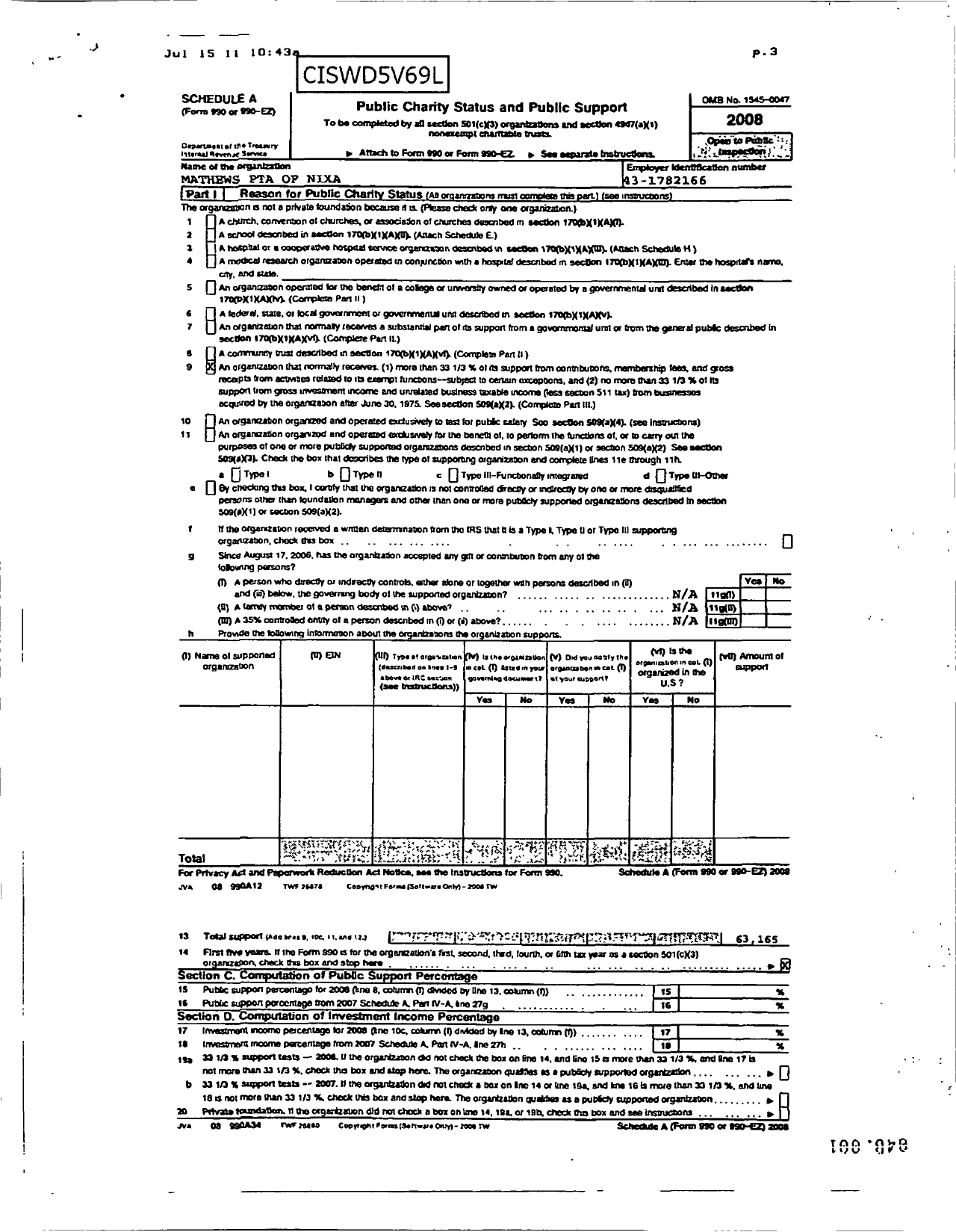 Image of first page of 2008 Form 990ER for PTA Missouri Congress / Mathews PTA of Nixa