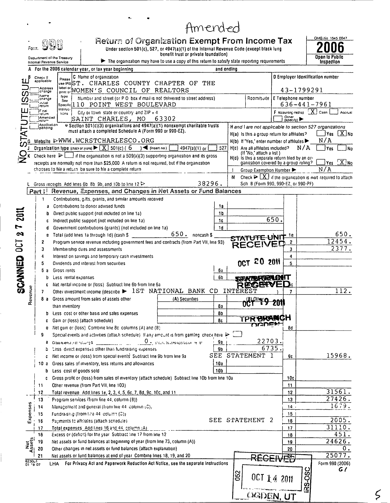 Image of first page of 2006 Form 990O for St Charles County Network of the