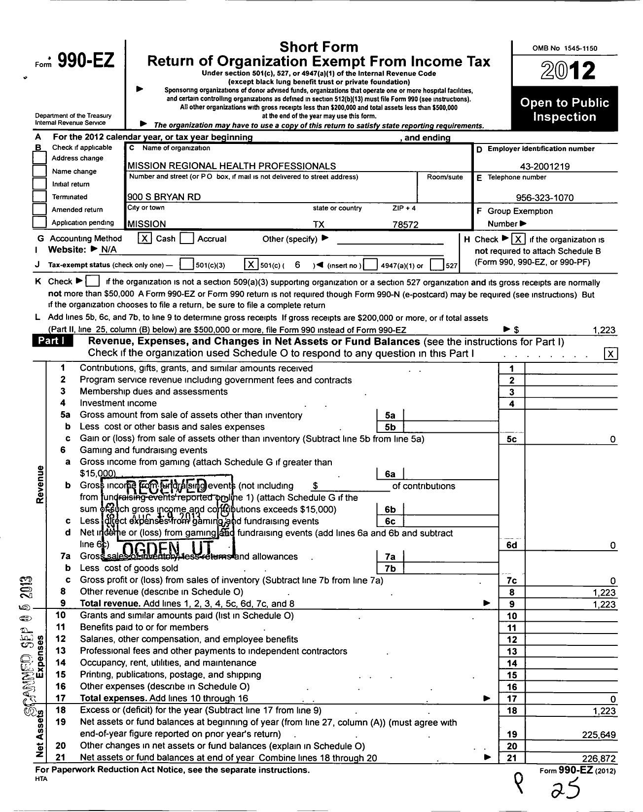 Image of first page of 2012 Form 990EO for Mission Hospital Medical Staff